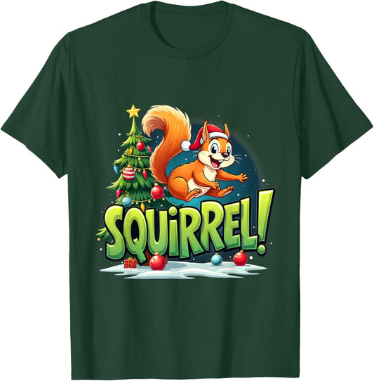 Merry Christmas Squirrel! Funny Christmas Xmas Squirrel T-Shirt - T-Shirt | Forest