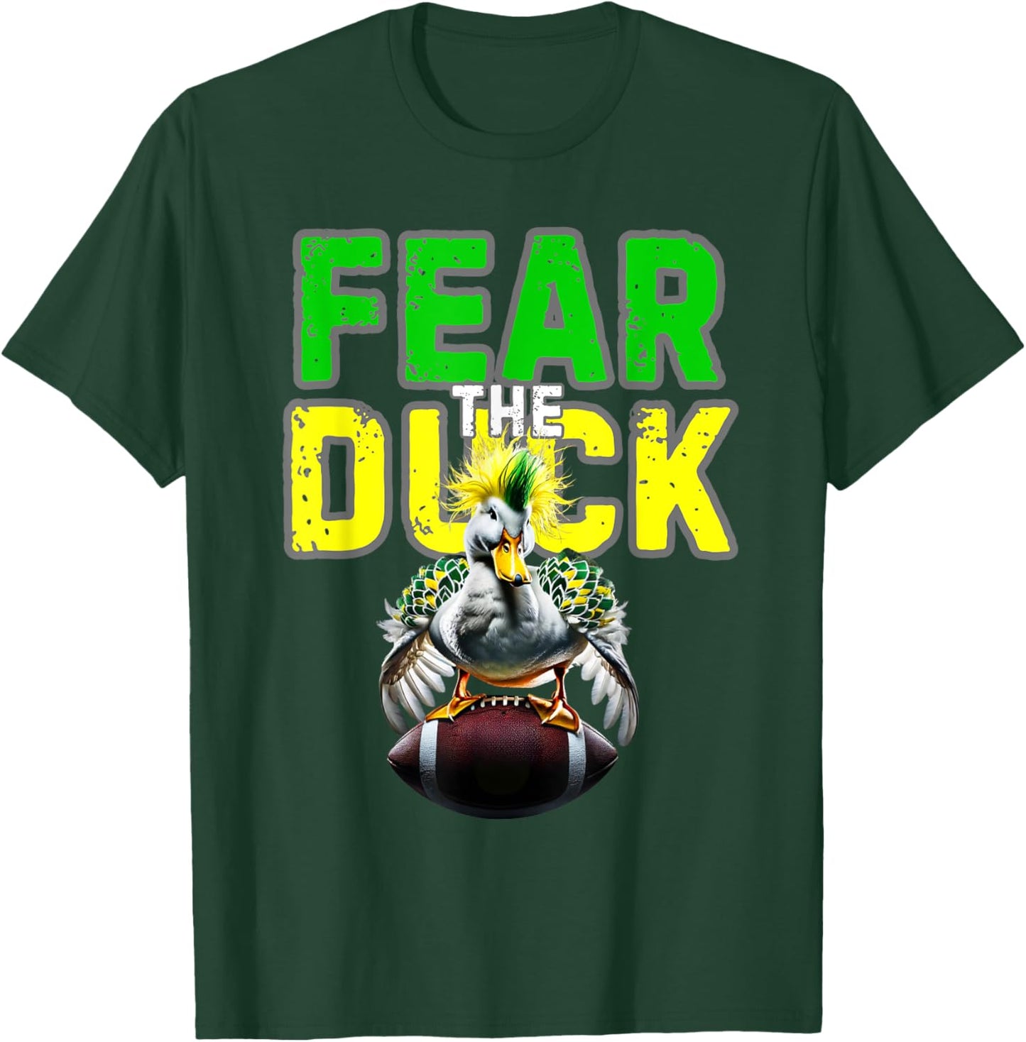 Fear the Duck from Quack Attack features a green and yellow T-Shirt - T-Shirt | Forest