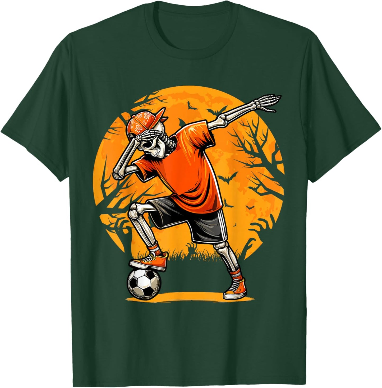 Dabbing Soccer Skeleton Funny Football Boys Soccer Halloween T-Shirt - T-Shirt | Forest