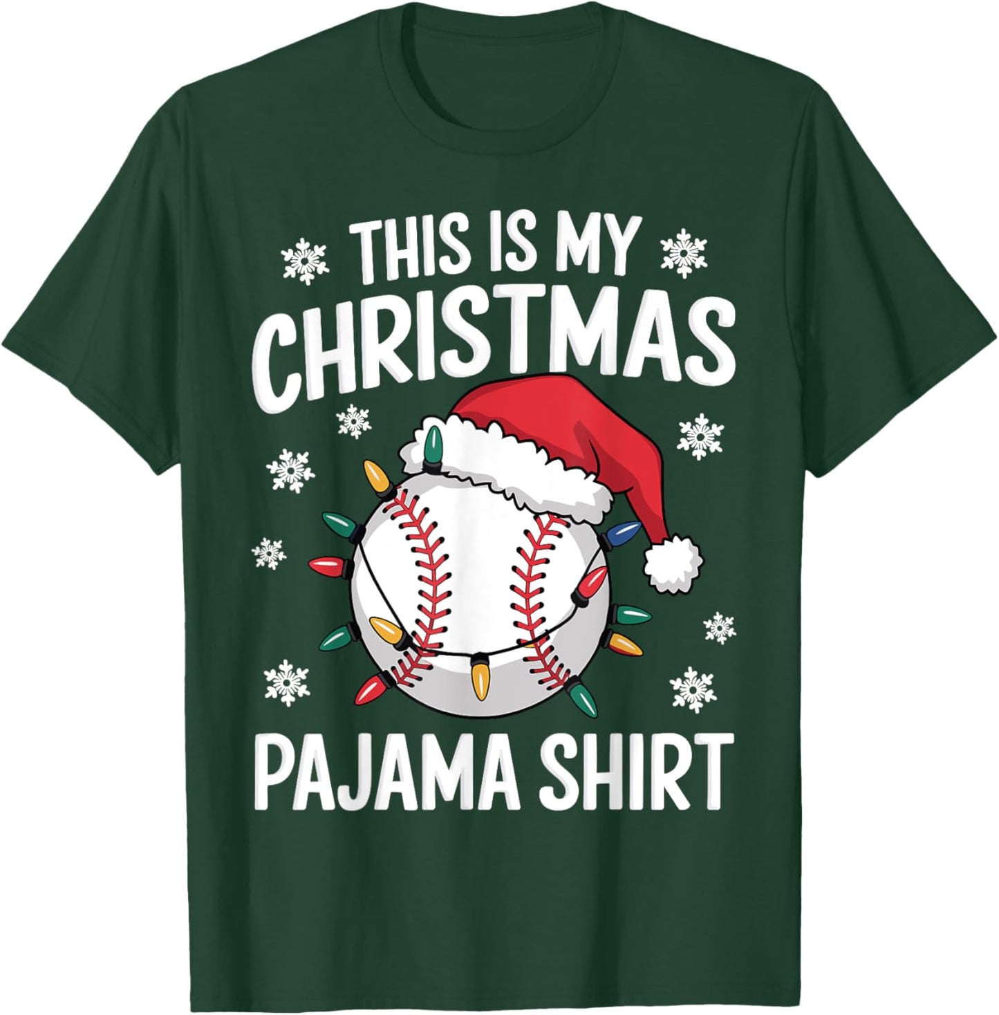 This Is My Christmas Baseball Pajama Shirt Xmas Baseball PJ T-Shirt - T-Shirt | Forest