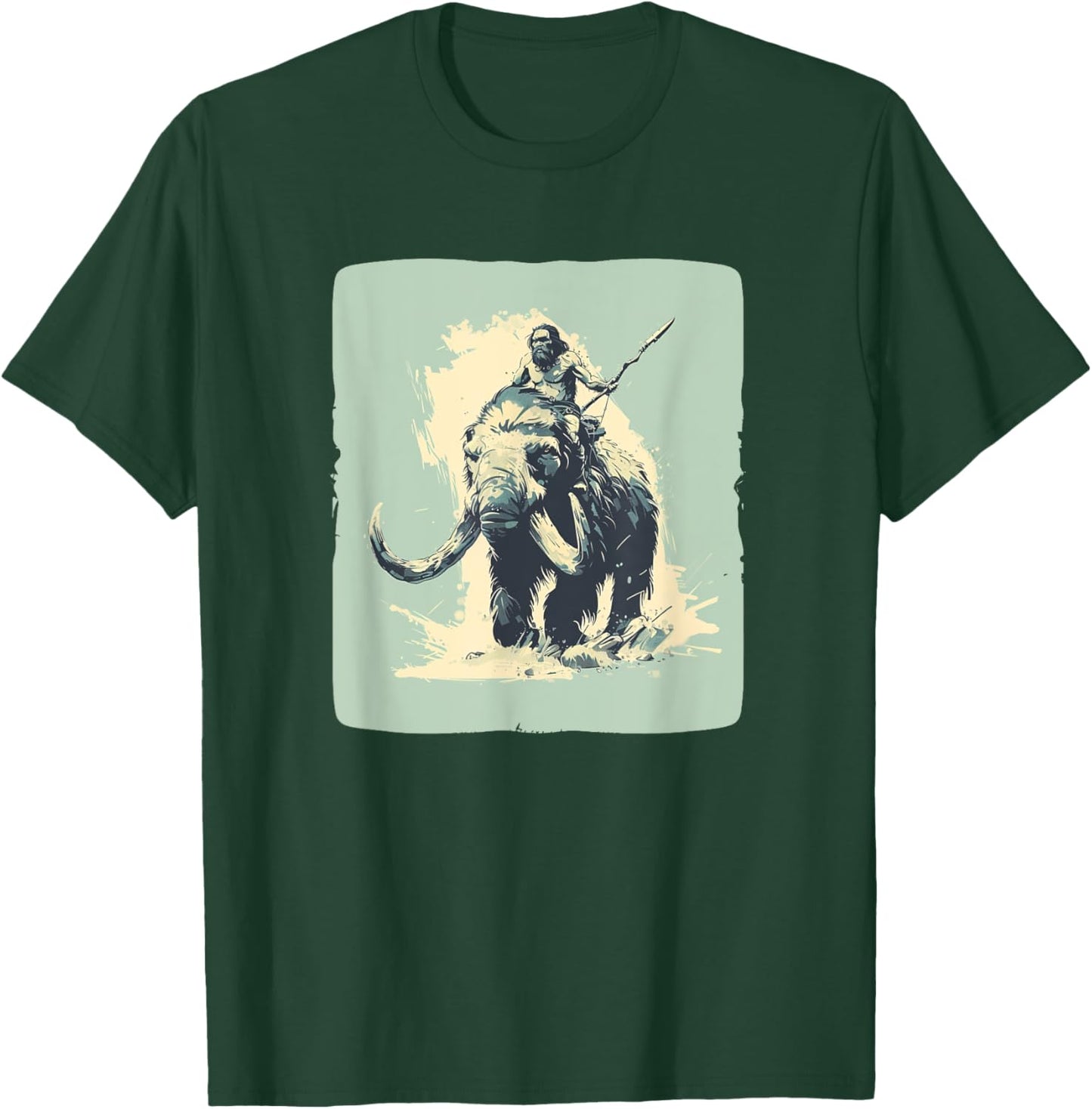 Cool Neanderthal riding Mammoth in cold Colors Costume T-Shirt - T-Shirt | Forest