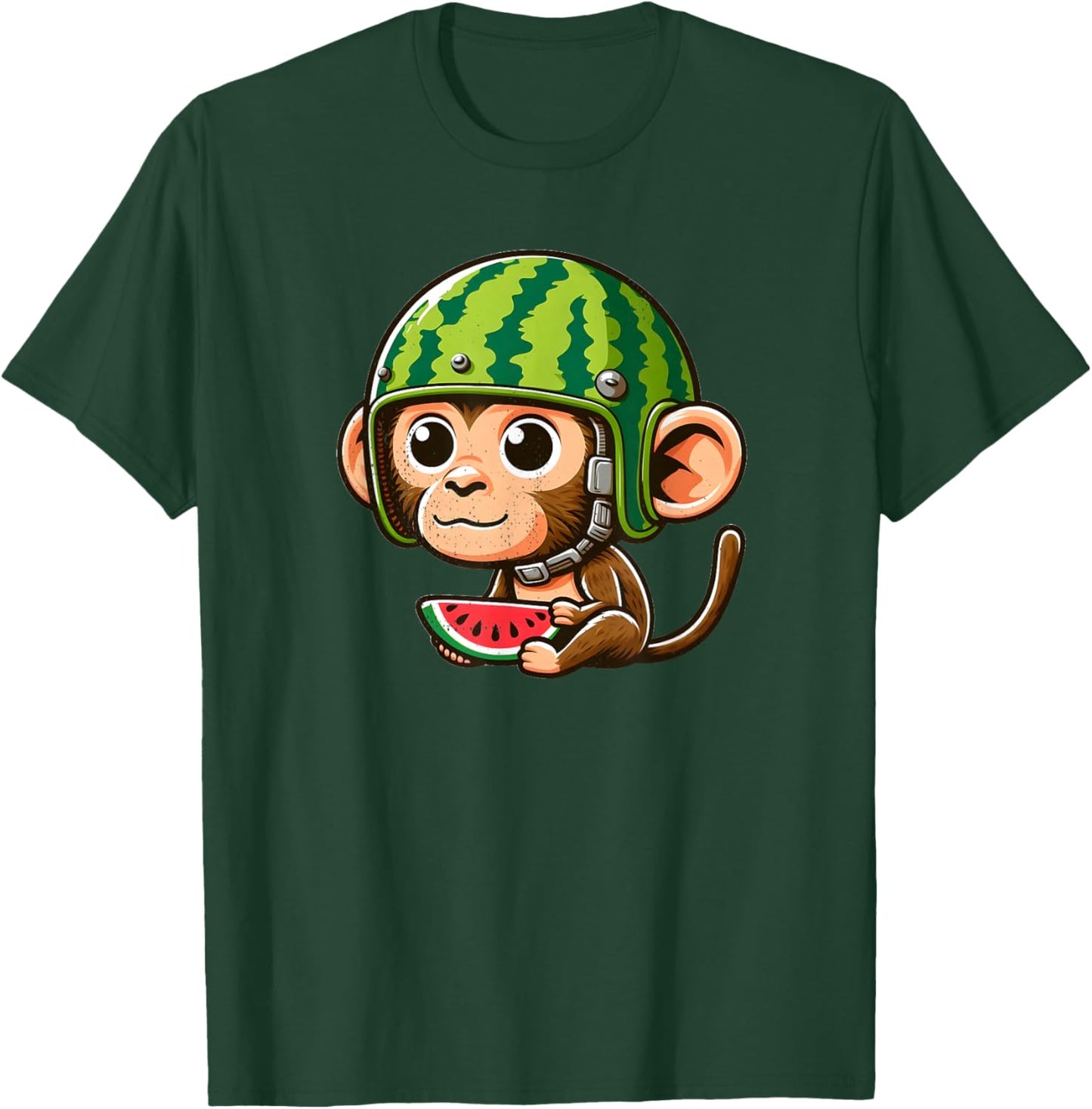 Watermelon Monkey Helmet T-Shirt - T-Shirt | Forest