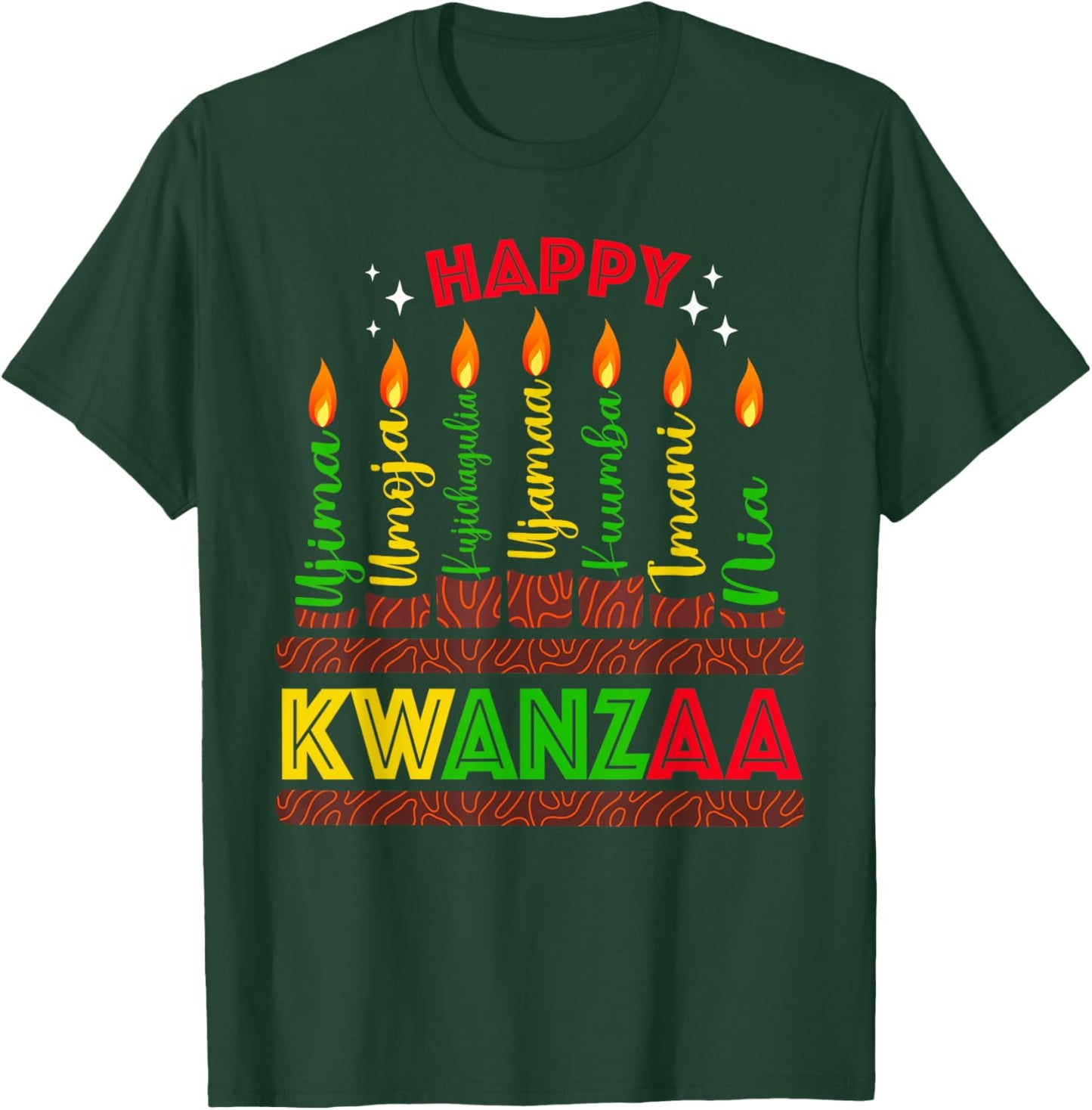 Happy Kwanzaa Seven Principles Of Kwanzaa Men Women Kids T-Shirt - T-Shirt | Forest