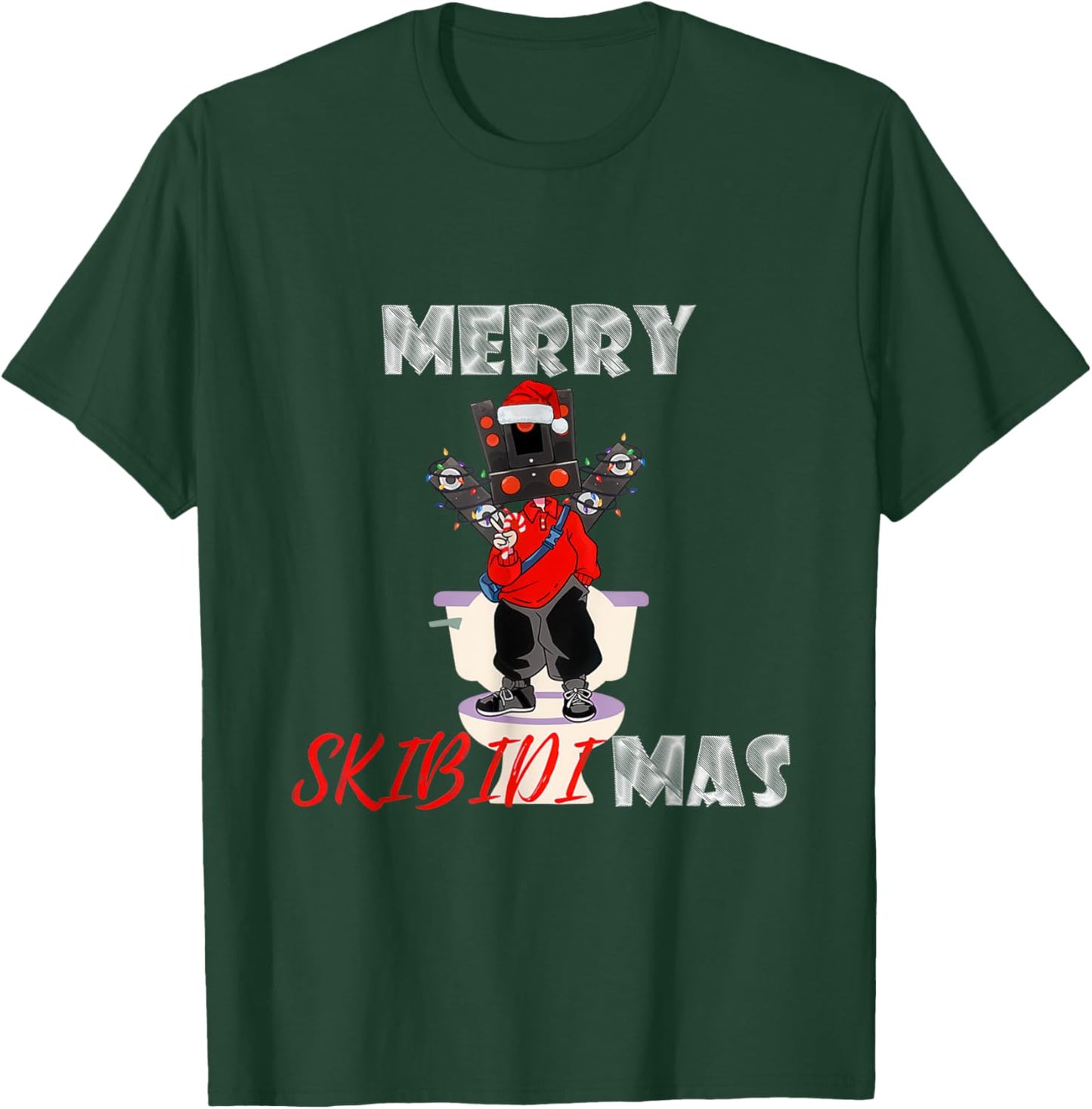Merry Christmas Skibidi Xmas, Speakerman Skibidi Toilet Meme T-Shirt - T-Shirt | Forest
