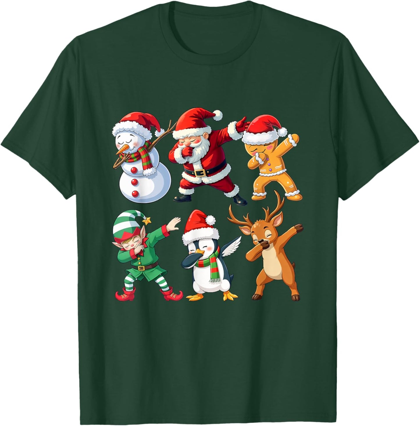 Dabbing Xmas Characters - Xmas Christmas Squad T-Shirt - T-Shirt | Forest