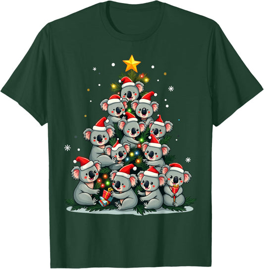 Koala Christmas Tree Funny Bear Holiday Cute Koala T-Shirt - T-Shirt | Forest