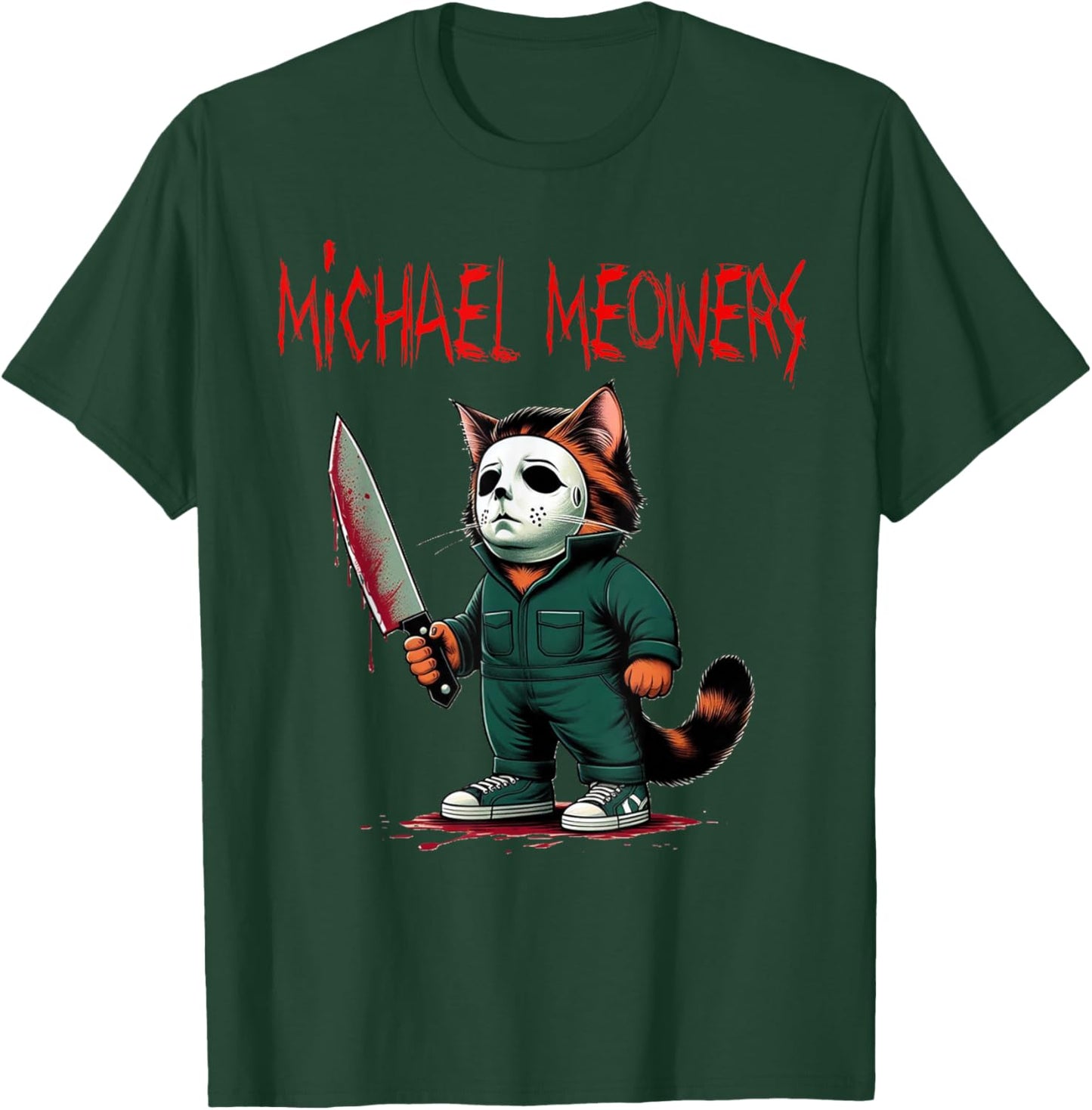 Michael Meowers Halloween Costume Funny Scary Cat T-Shirt - T-Shirt | Forest