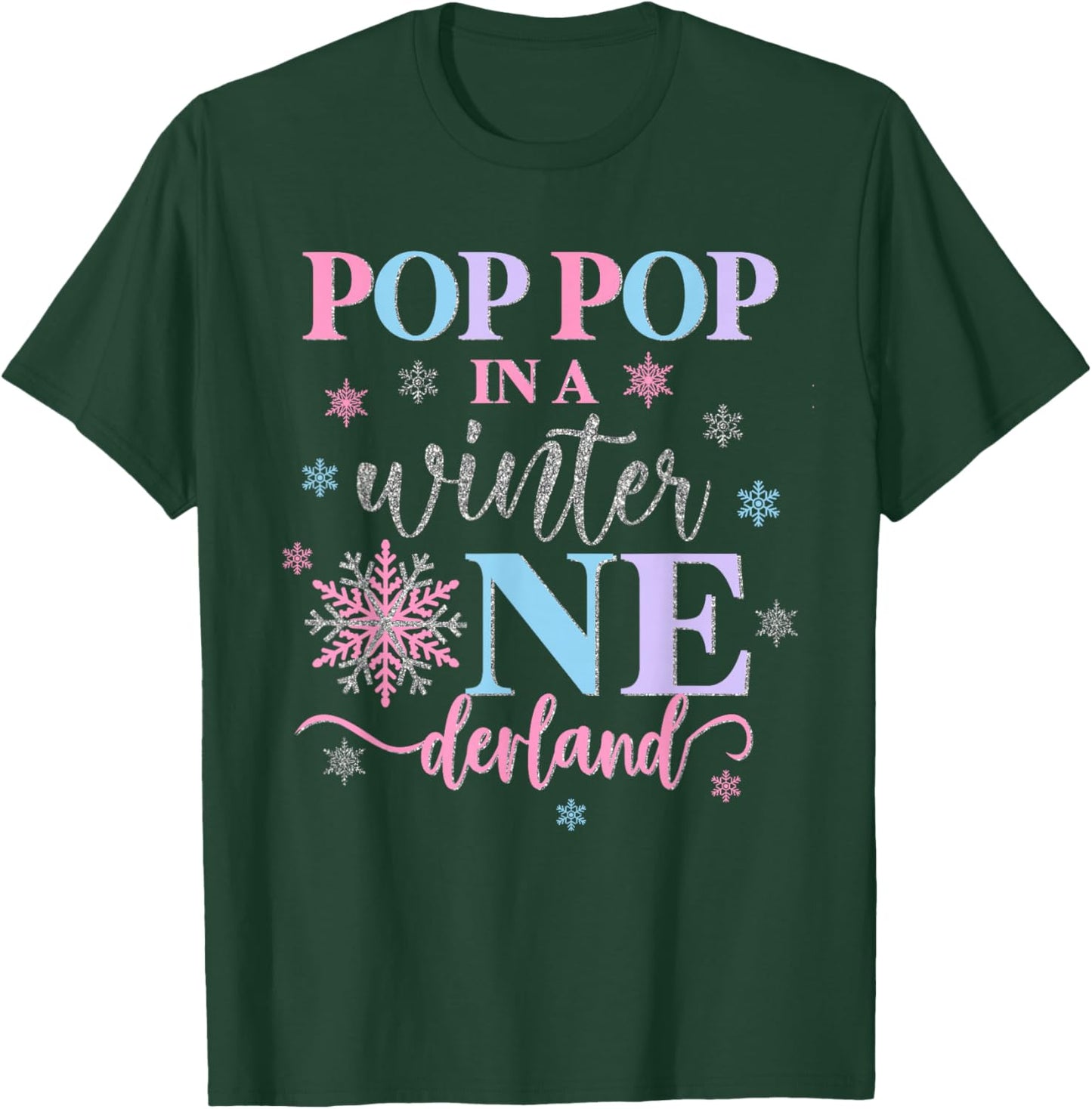 Pop Pop in a Winter Onederland Birthday Girl Sweet Snowflake T-Shirt - T-Shirt | Forest