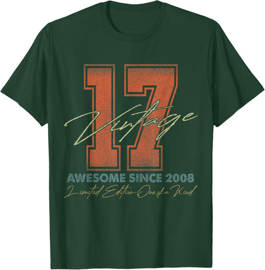 17 Year Old Gifts Vintage 2008 Limited Edition 17th Birthday T-Shirt - T-Shirt | Forest