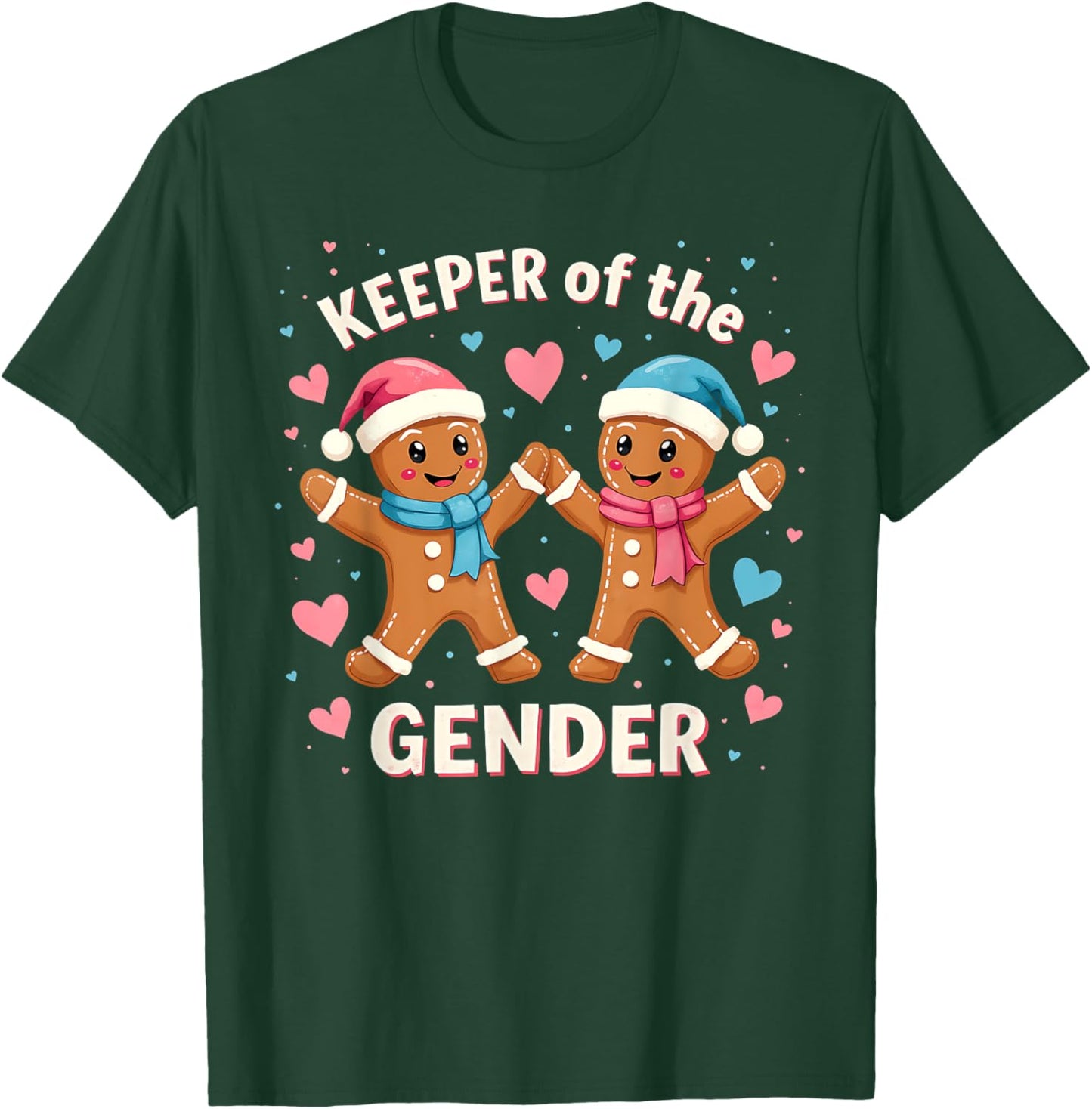 Keeper Of The Gender Reveal Baby Shower Gingerbread Xmas T-Shirt - T-Shirt | Forest