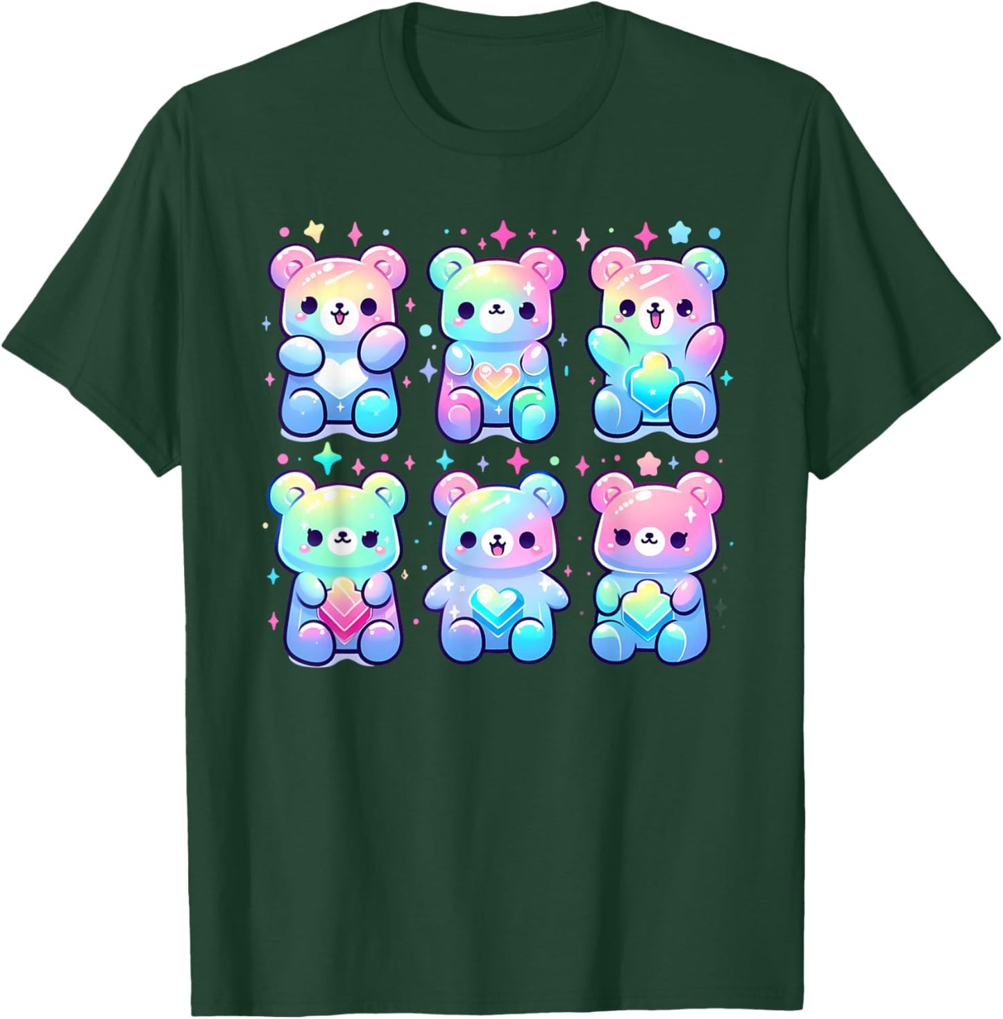 Cute Rainbow Gummy Bear Kawaii Aesthetic Teens Boys Girls T-Shirt - T-Shirt | Forest