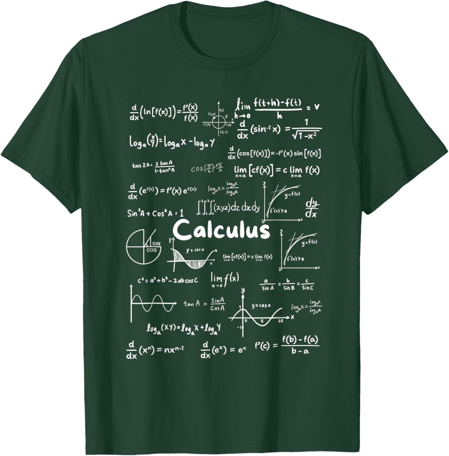 Mastering Essential Calculus Formulas Math Genius Teacher T-Shirt - T-Shirt | Forest