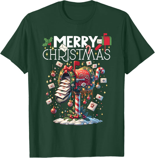 Merry Christmas Xmas Postal Worker Funny T-Shirt - T-Shirt | Forest