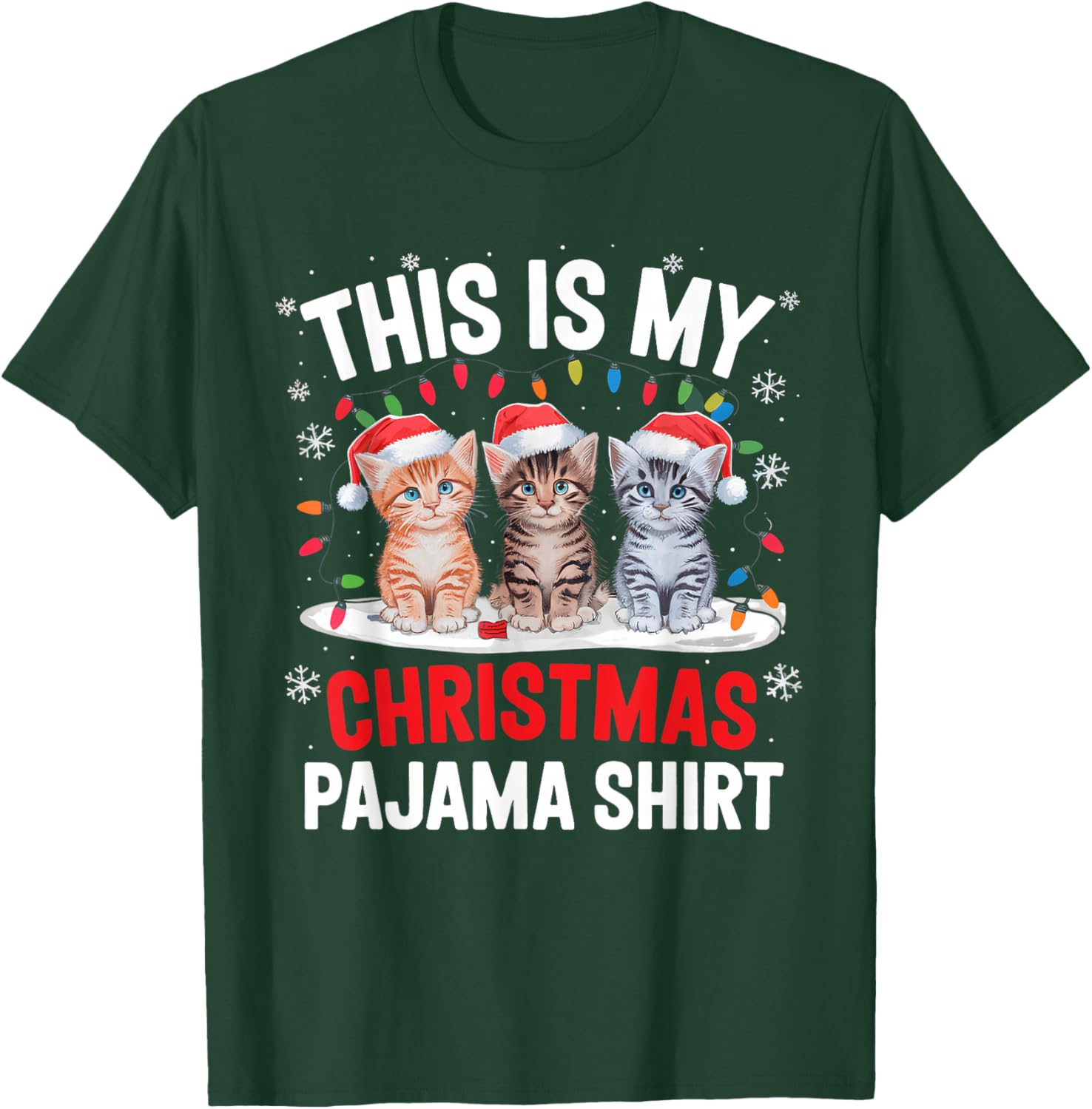 This Is My Christmas Pajama Shirt Cat Lover Meow Kitty Xmas T-Shirt - T-Shirt | Forest