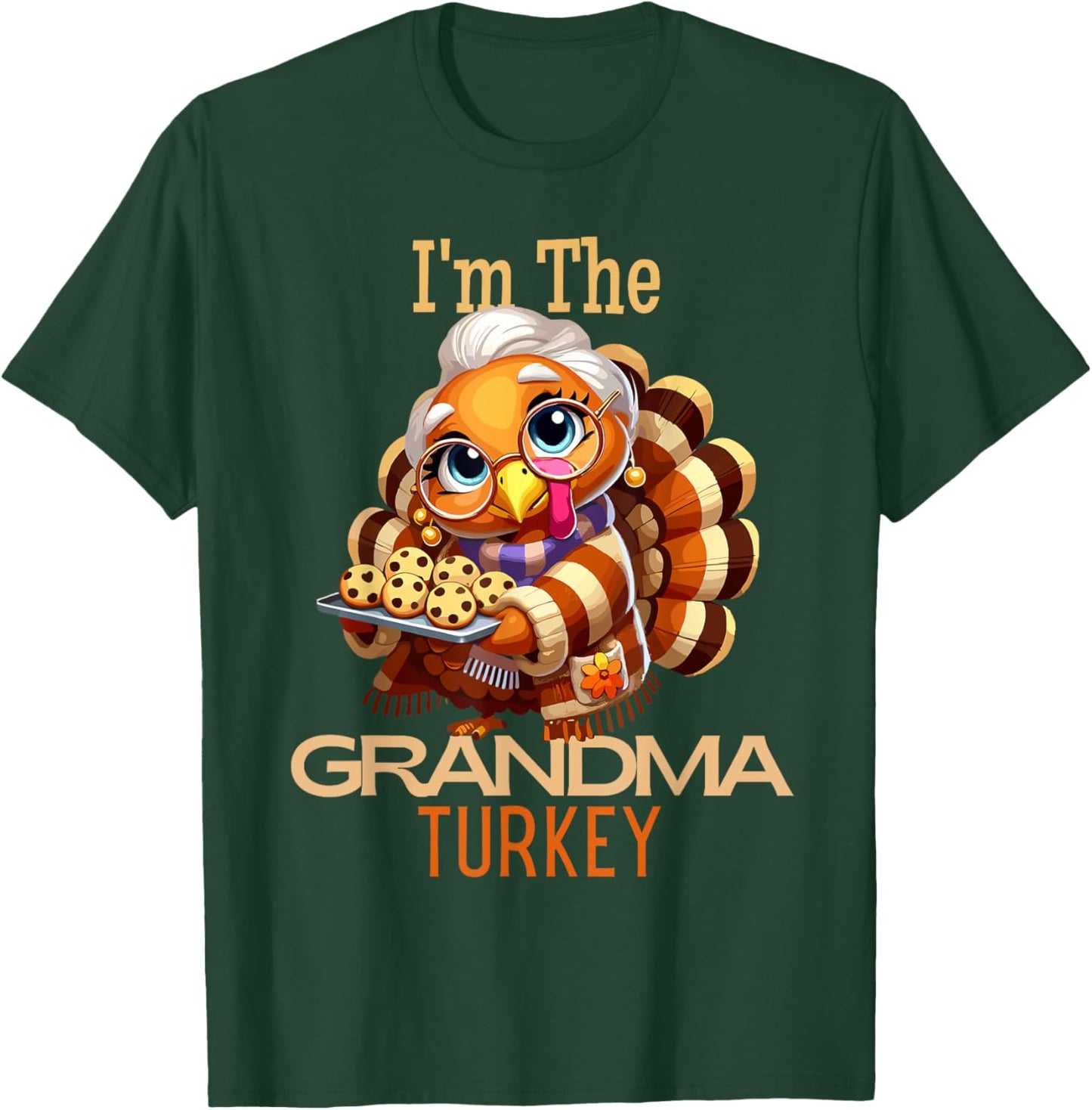 Happy Thanksgiving Fall Turkey Family Group Shirt - I'm the Grandma Turkey Thanksgiving 2024 Family Autumn Fall T-Shirt - T-Shirt | Forest