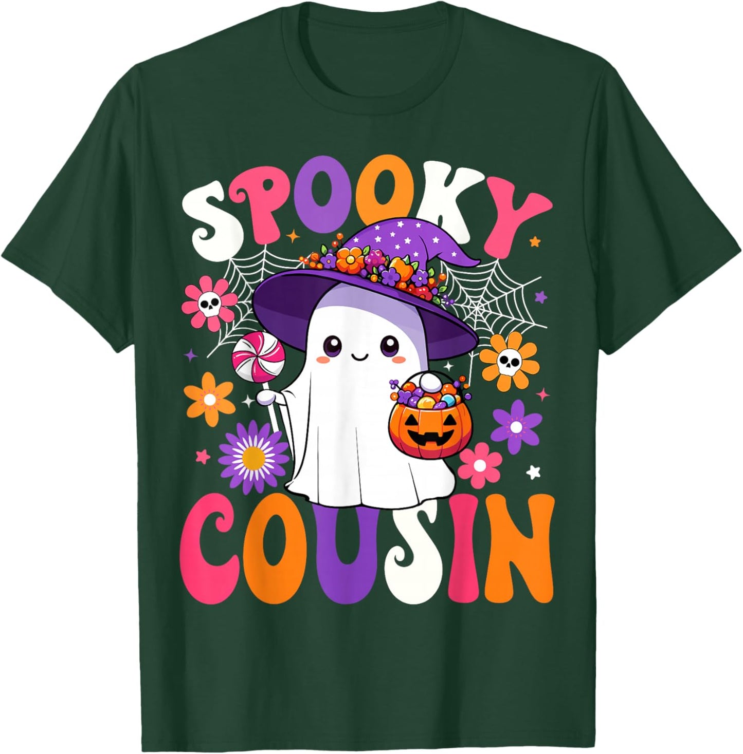 Groovy Spooky Cousin Halloween Ghost Pumpkin Halloween T-Shirt - T-Shirt | Forest