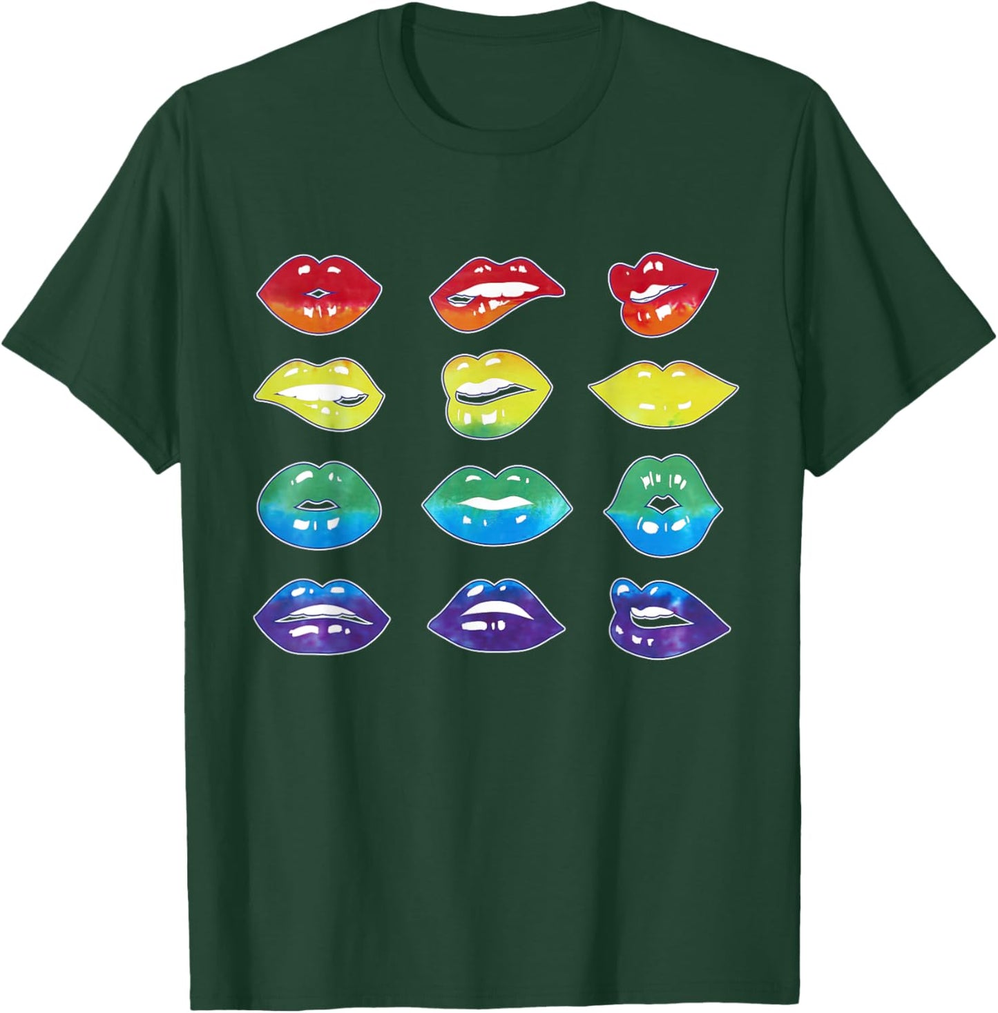 Rainbow Lips Pop Art Bold Colorful Expression T-Shirt - T-Shirt | Forest