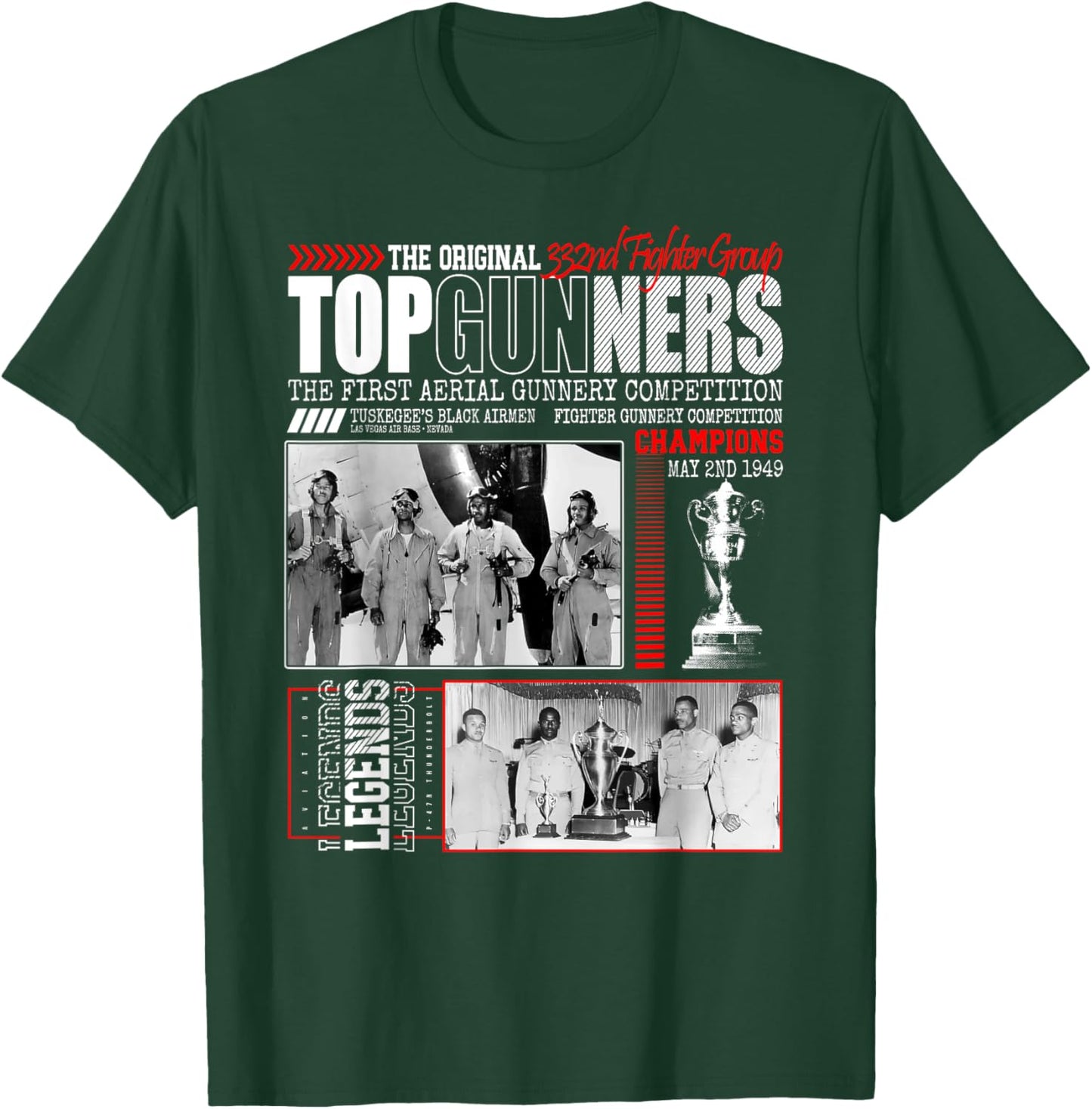 Tuskegee's Black Airmen 332nd Fighter Group Top Gunnery 1949 T-Shirt - T-Shirt | Forest