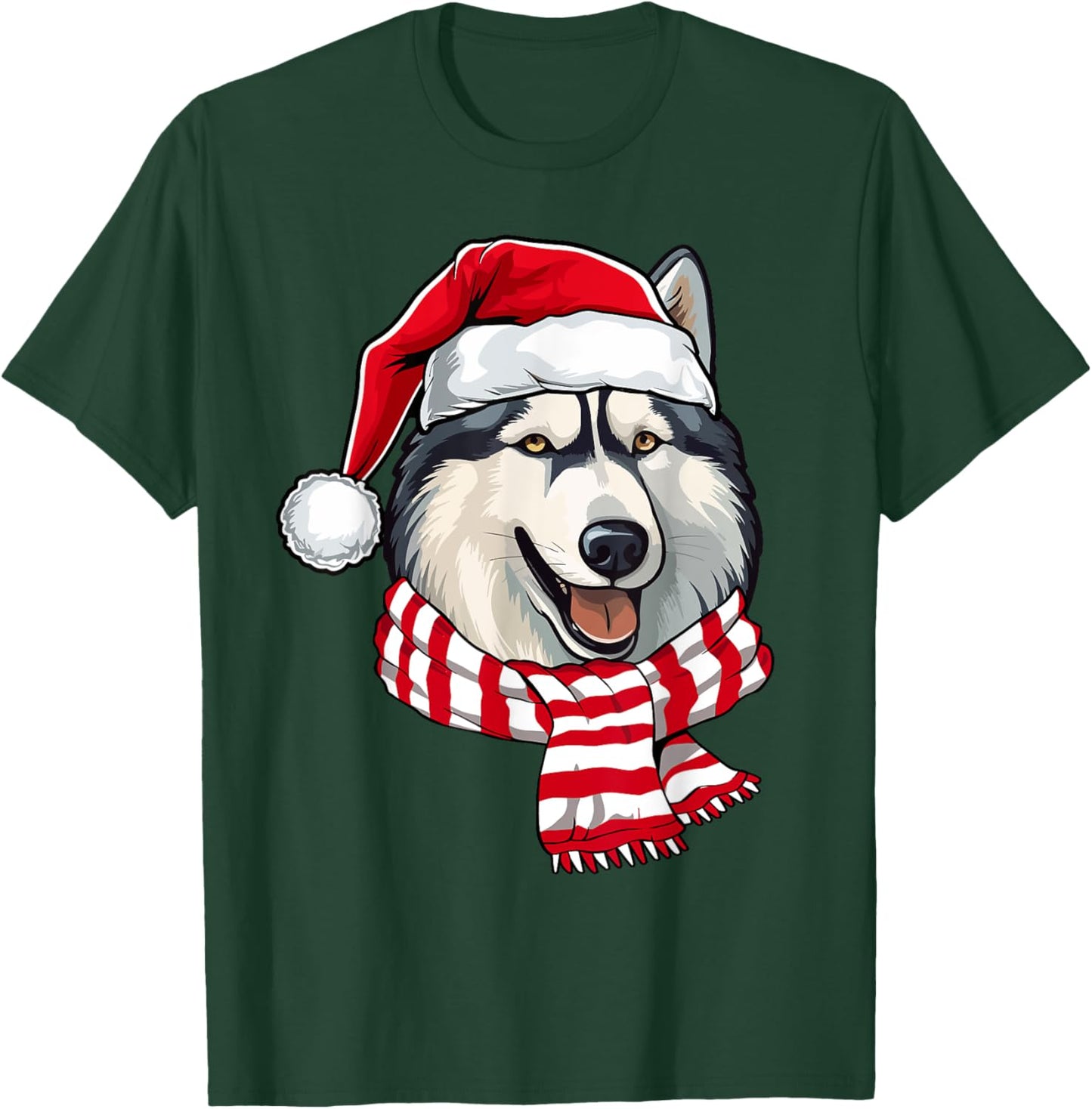 Santa Siberian Husky Christmas Dog Lover Men Women Kids T-Shirt - T-Shirt | Forest