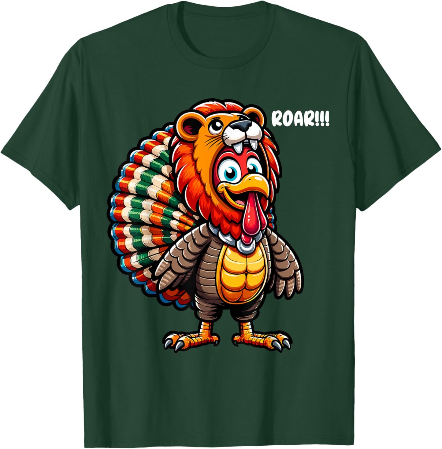 Thanksgiving Turkey Lion Roar Costume Lion Funny Halloween T-Shirt - T-Shirt | Forest
