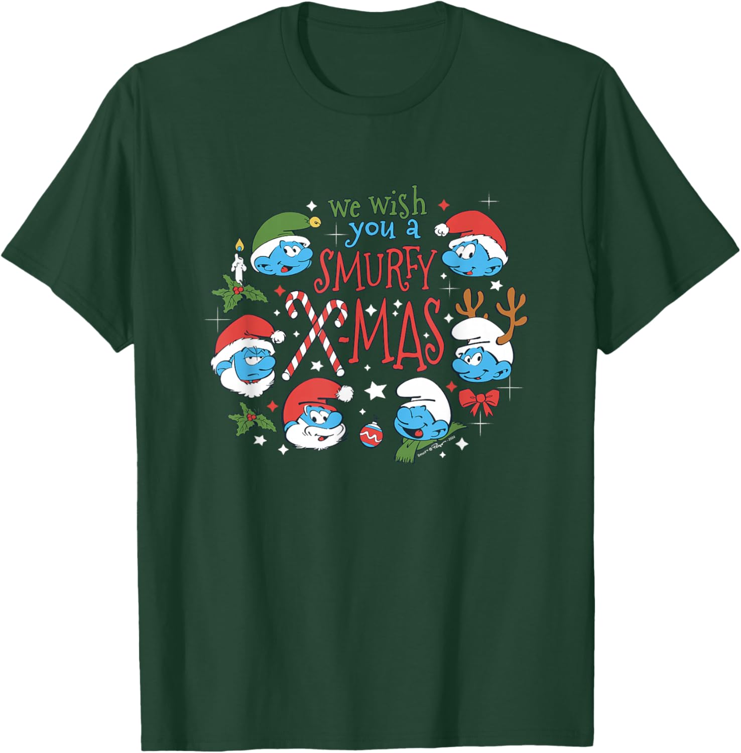 The Smurfs Christmas We Wish You A Smurfy X-Mas T-Shirt - T-Shirt | Forest
