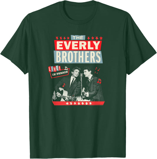 The Everly Brothers Live In Person Vintage Poster Design T-Shirt - T-Shirt | Forest