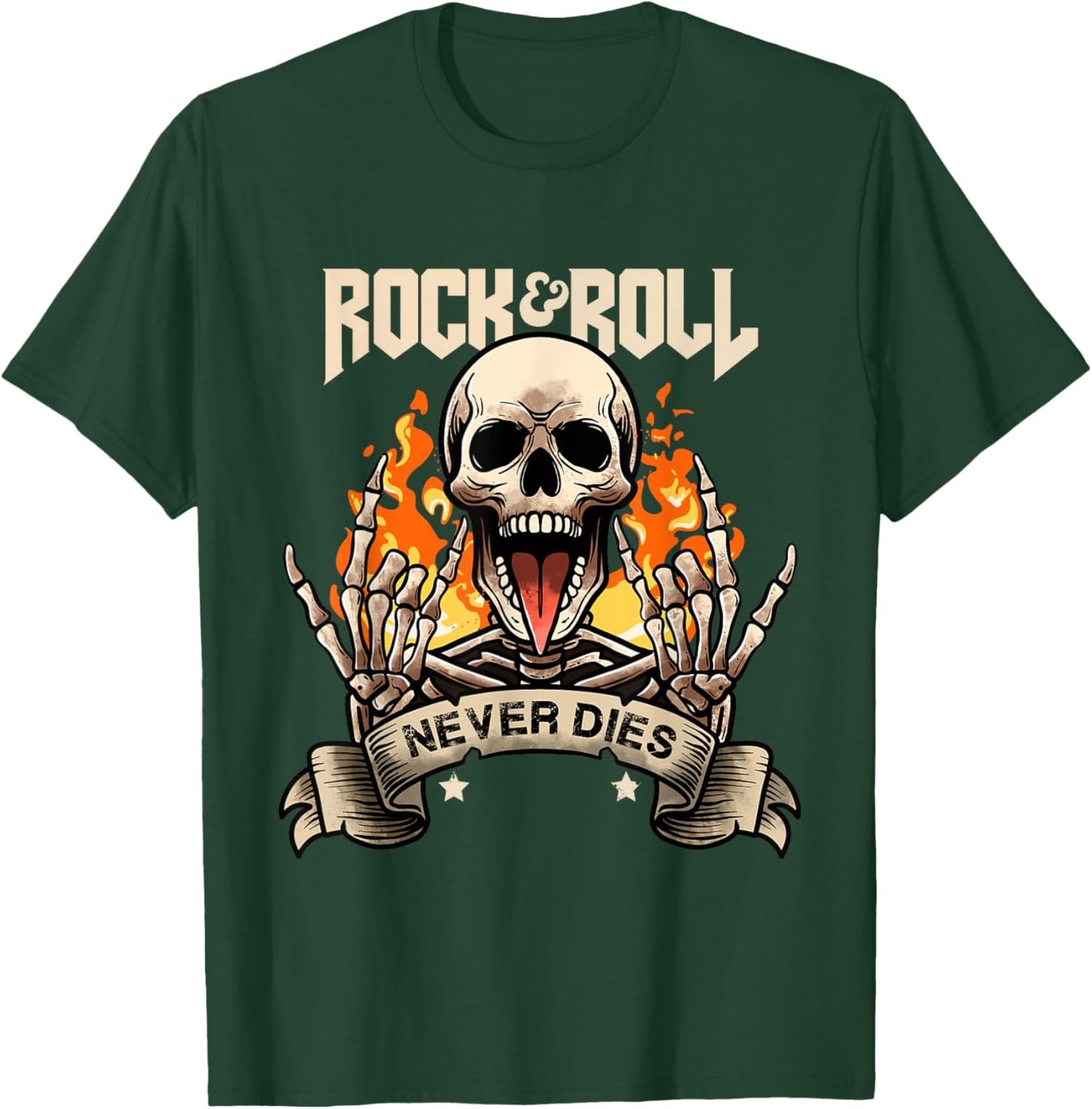 Rock And Roll Never Die Vintage Retro Rock&Roll Rock Concert T-Shirt - T-Shirt | Forest