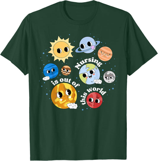 Nursing Is Out Of This World Outer Space Nurse PEDS RN Nurse T-Shirt - T-Shirt | Forest