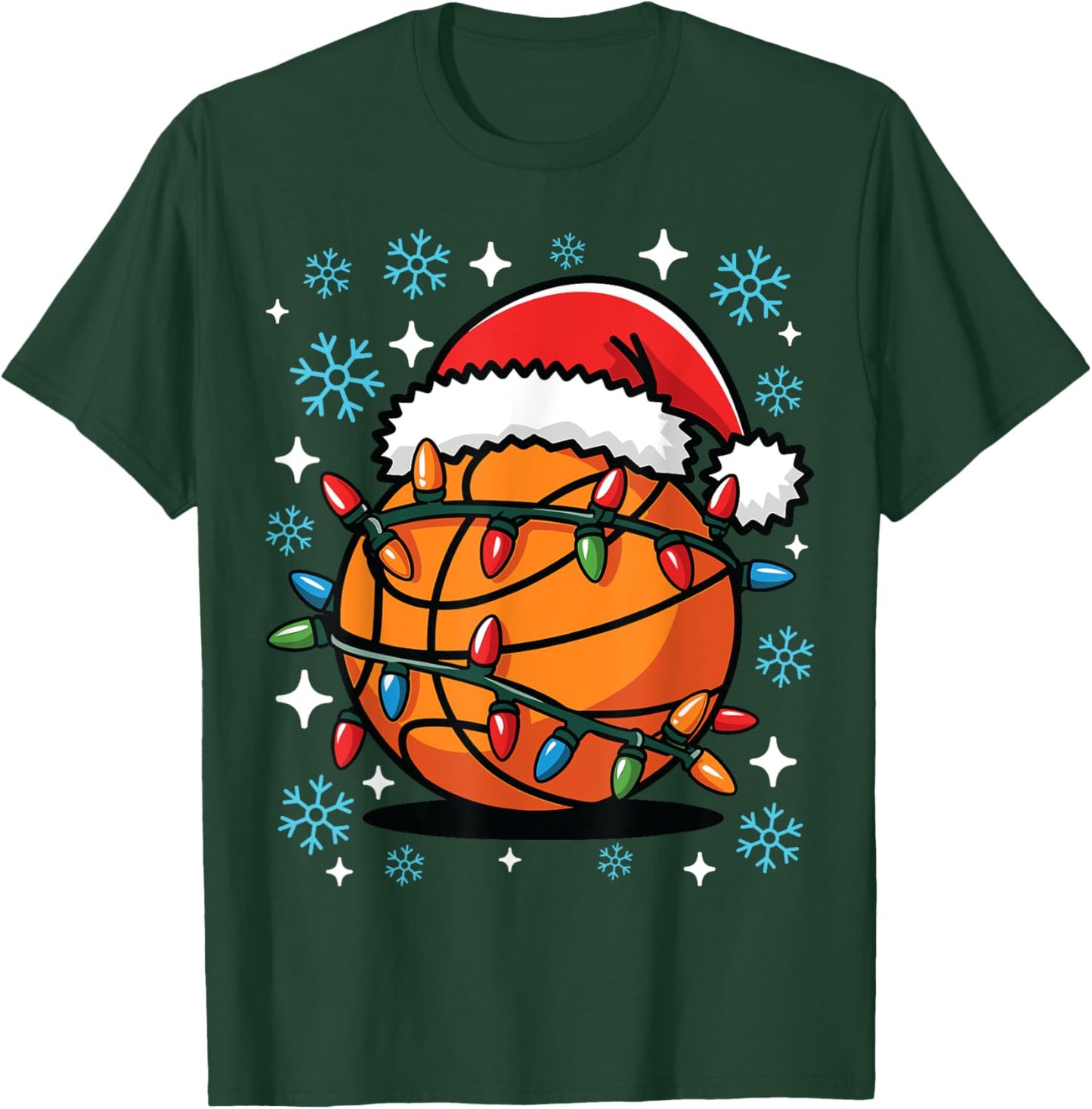 Basketball Player Xmas Santa Hat Basketball Christmas Funny T-Shirt - T-Shirt | Forest