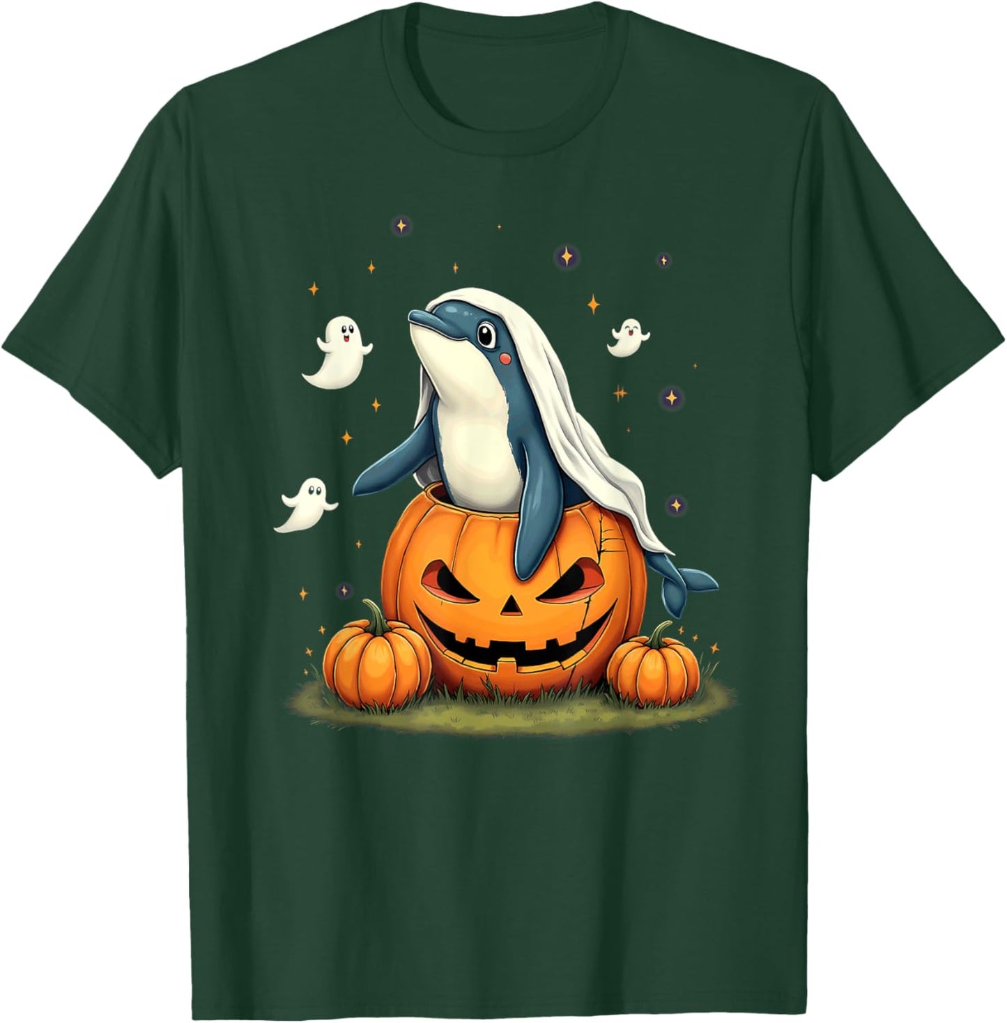Pumpkin Boo Ghost Orca Whale Halloween Costume T-Shirt - T-Shirt | Forest