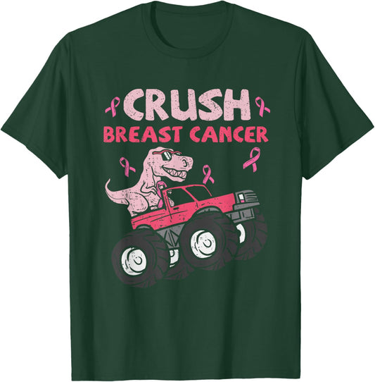 Crush Breast Cancer Awareness Monster Truck Pink Ribbon T-Shirt - T-Shirt | Forest
