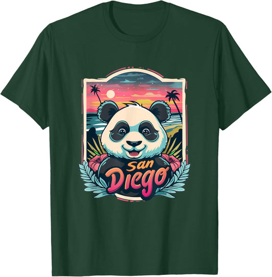 Women's San Diego Panda City Skyline Beach Cute Panda Zoo T-Shirt - T-Shirt | Forest