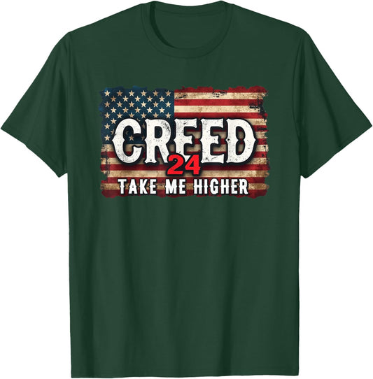 Creed '24 Take Me Higher Vintage Vintage USA Flag T-Shirt - T-Shirt | Forest