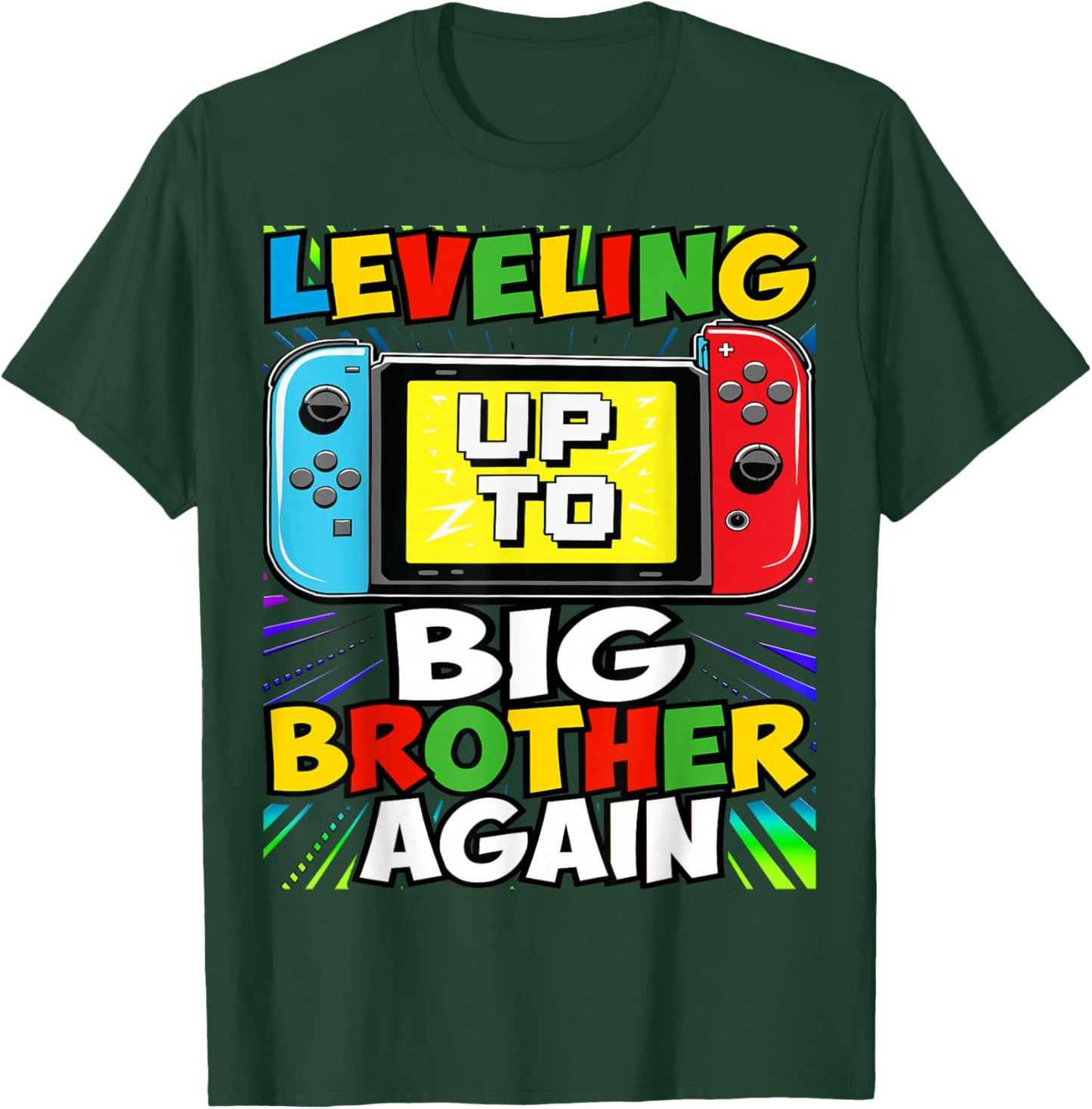 Funny Leveling Up To Big Brother Again Big Bro Gaming Gifts T-Shirt - T-Shirt | Forest