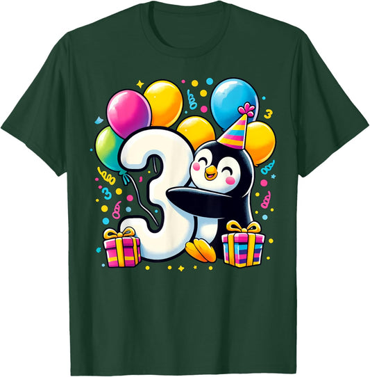 Kids Penguin Theme third Bday Party 3rd Penguin Birthday T-Shirt - T-Shirt | Forest