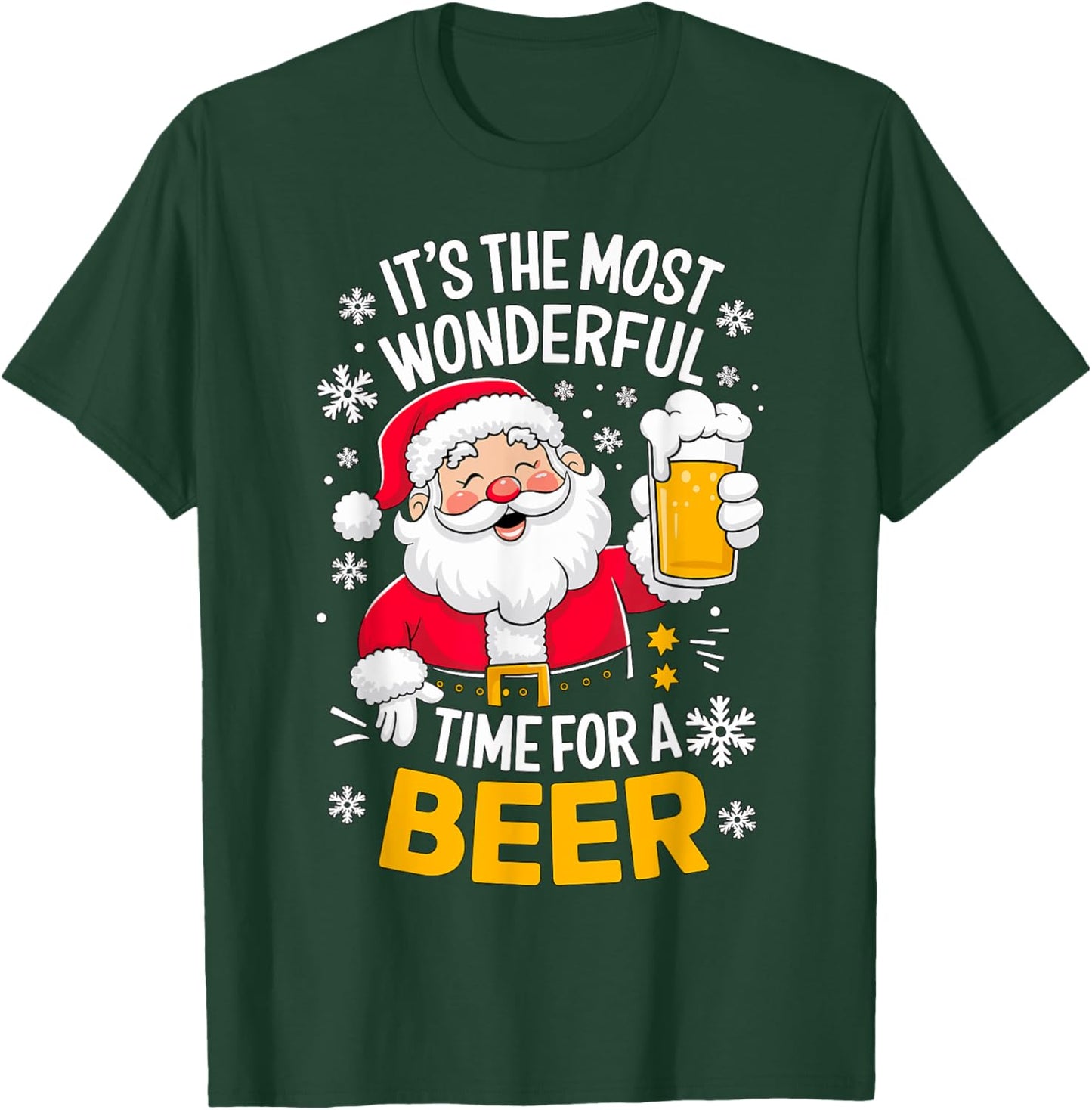 It's the most wonderful Time for a Beer Santa Christmas T-Shirt - T-Shirt | Forest