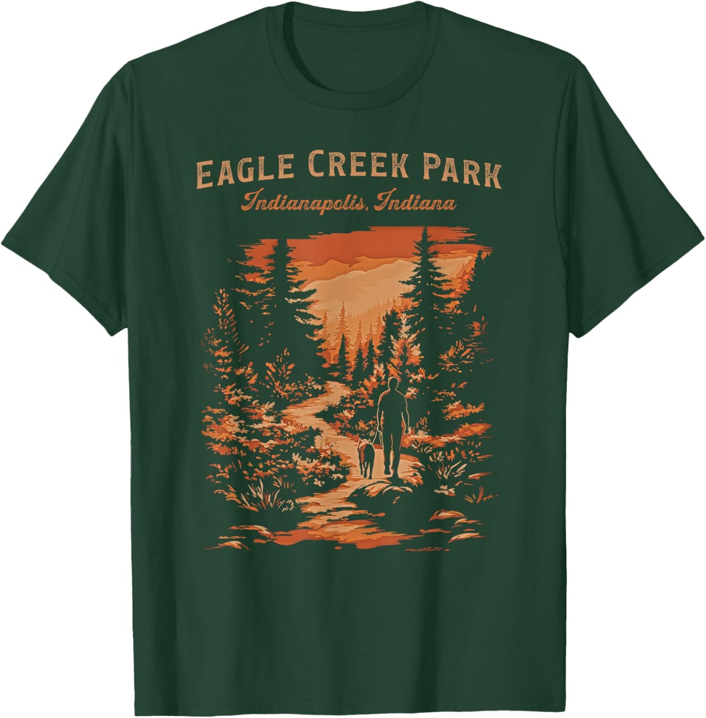 Eagle Creek Park Indianapolis Indiana Vintage Hiking Trail T-Shirt - T-Shirt | Forest