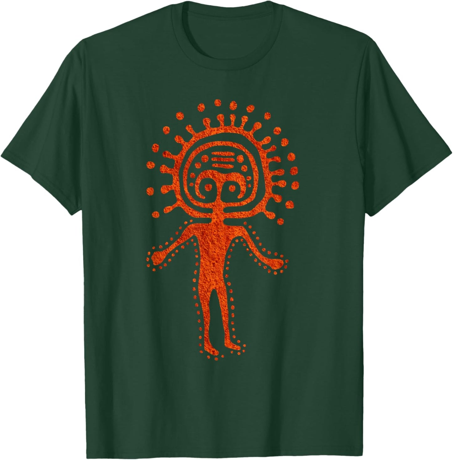 Kazak Man Alien Shaman Symbol Cosmic Paleo Petroglyph Art T-Shirt - T-Shirt | Forest