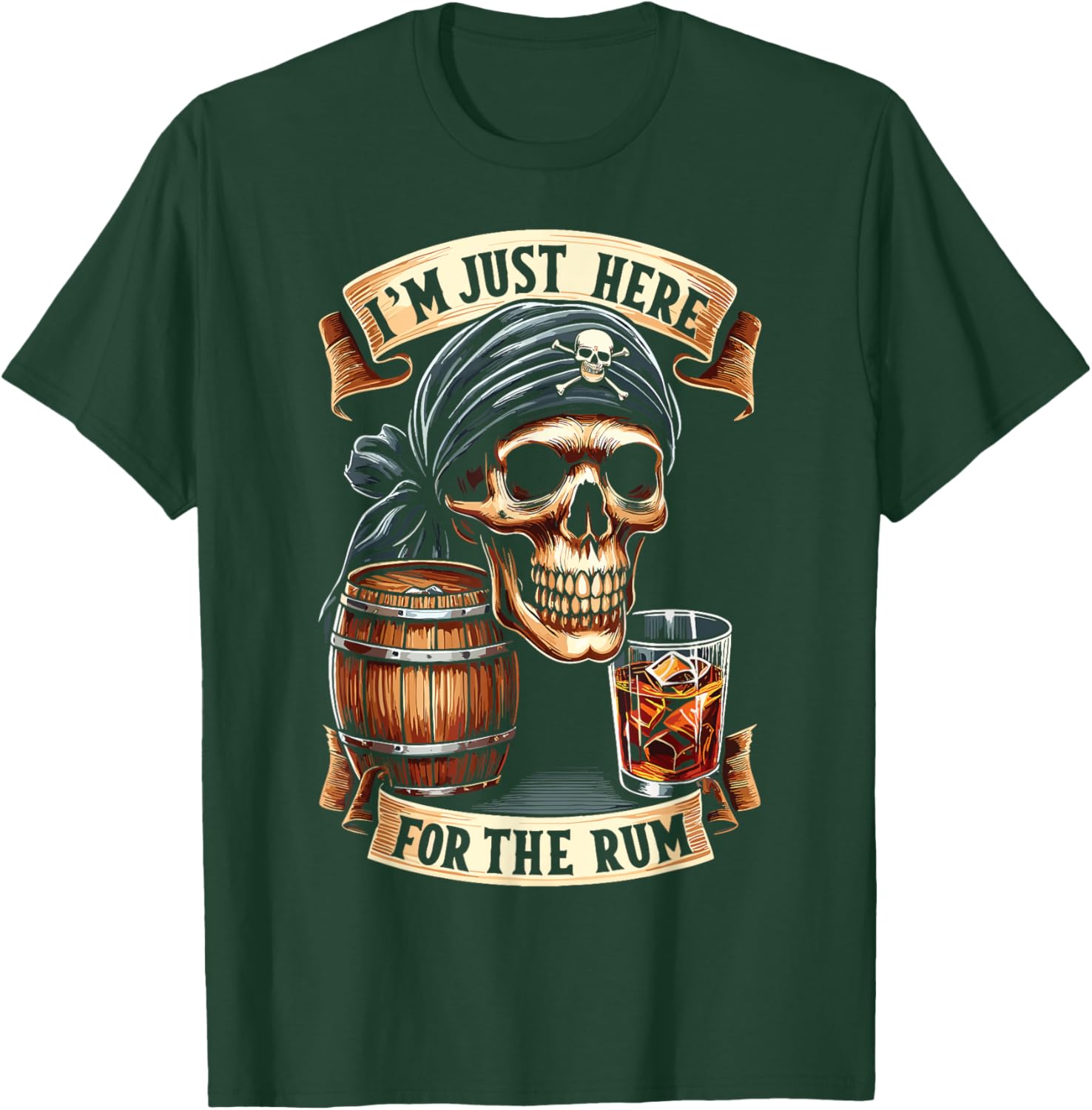 Pirate Rum Halloween Im Just Here For The Rum T-Shirt - T-Shirt | Forest