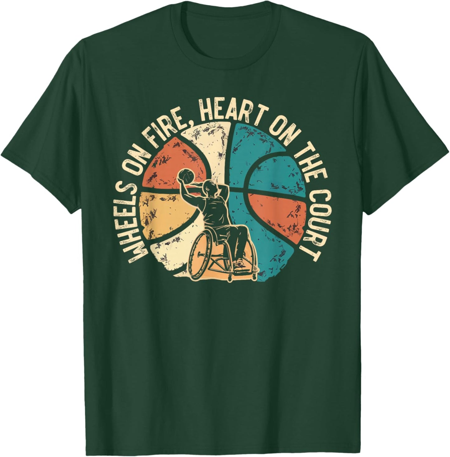 Wheelchair Basketball Player Disabled Disability Handicap T-Shirt - T-Shirt | Forest