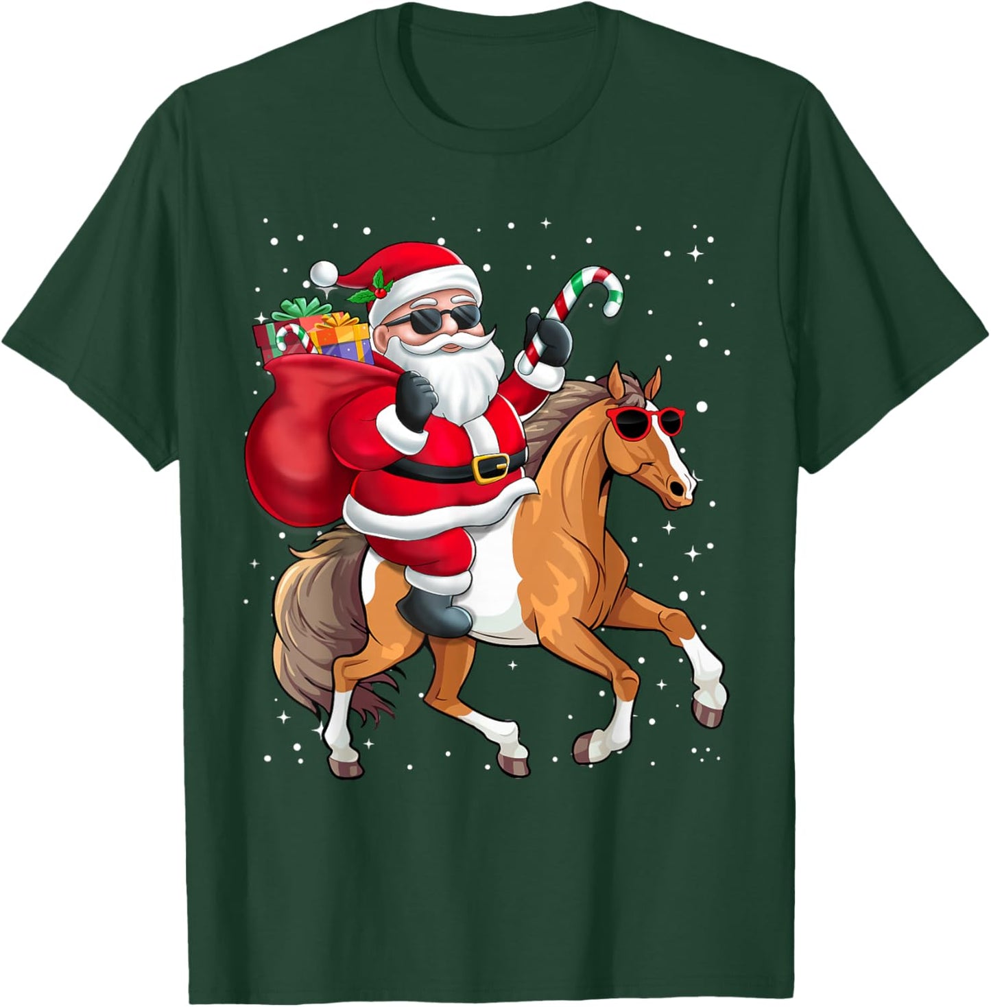 Santa Claus Riding A Horse Christmas Boy Girl Kids T-Shirt - T-Shirt | Forest