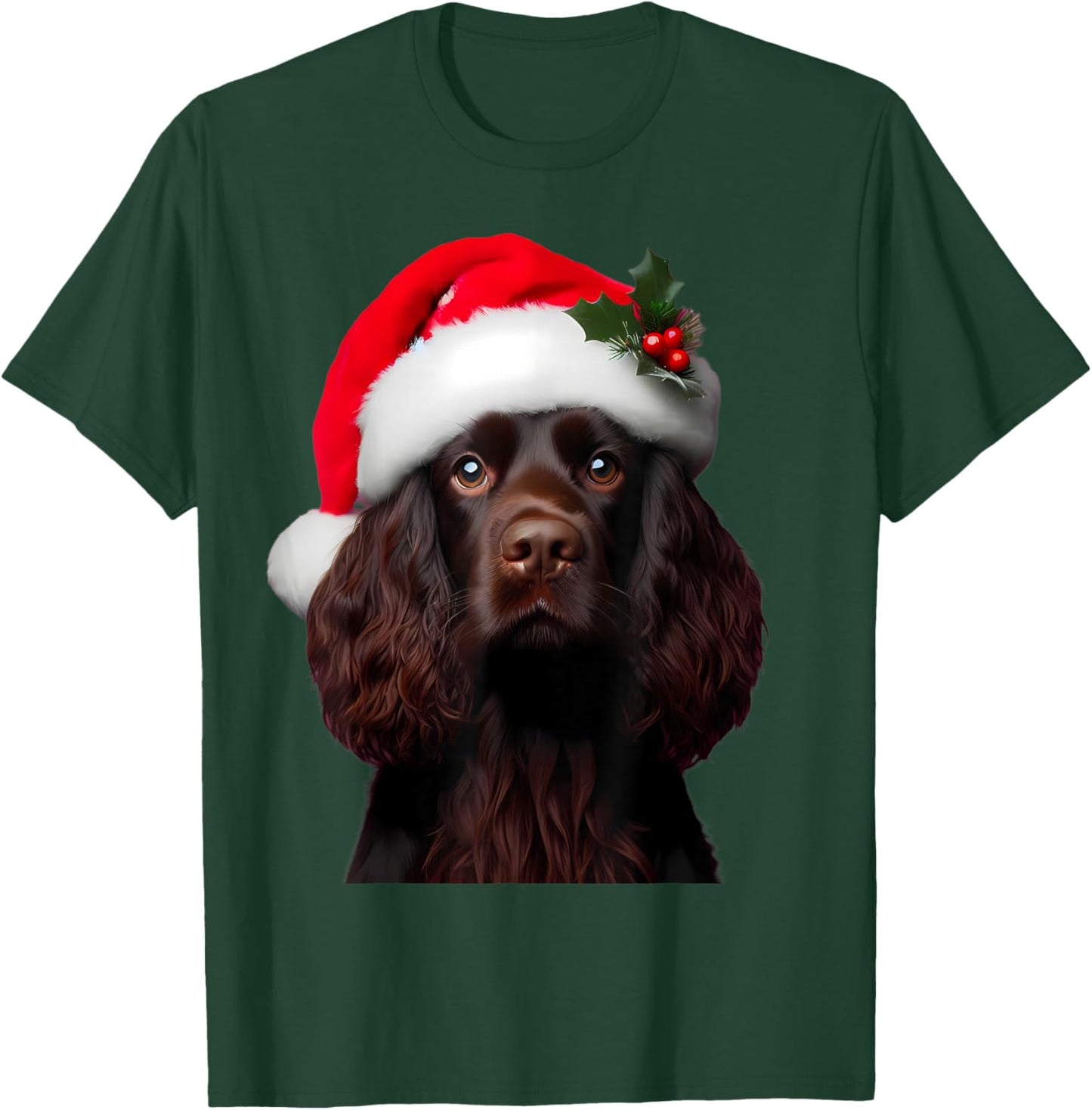 Boykin Spaniel With Santa Hat Christmas Dog Owner Lover Mom T-Shirt - T-Shirt | Forest