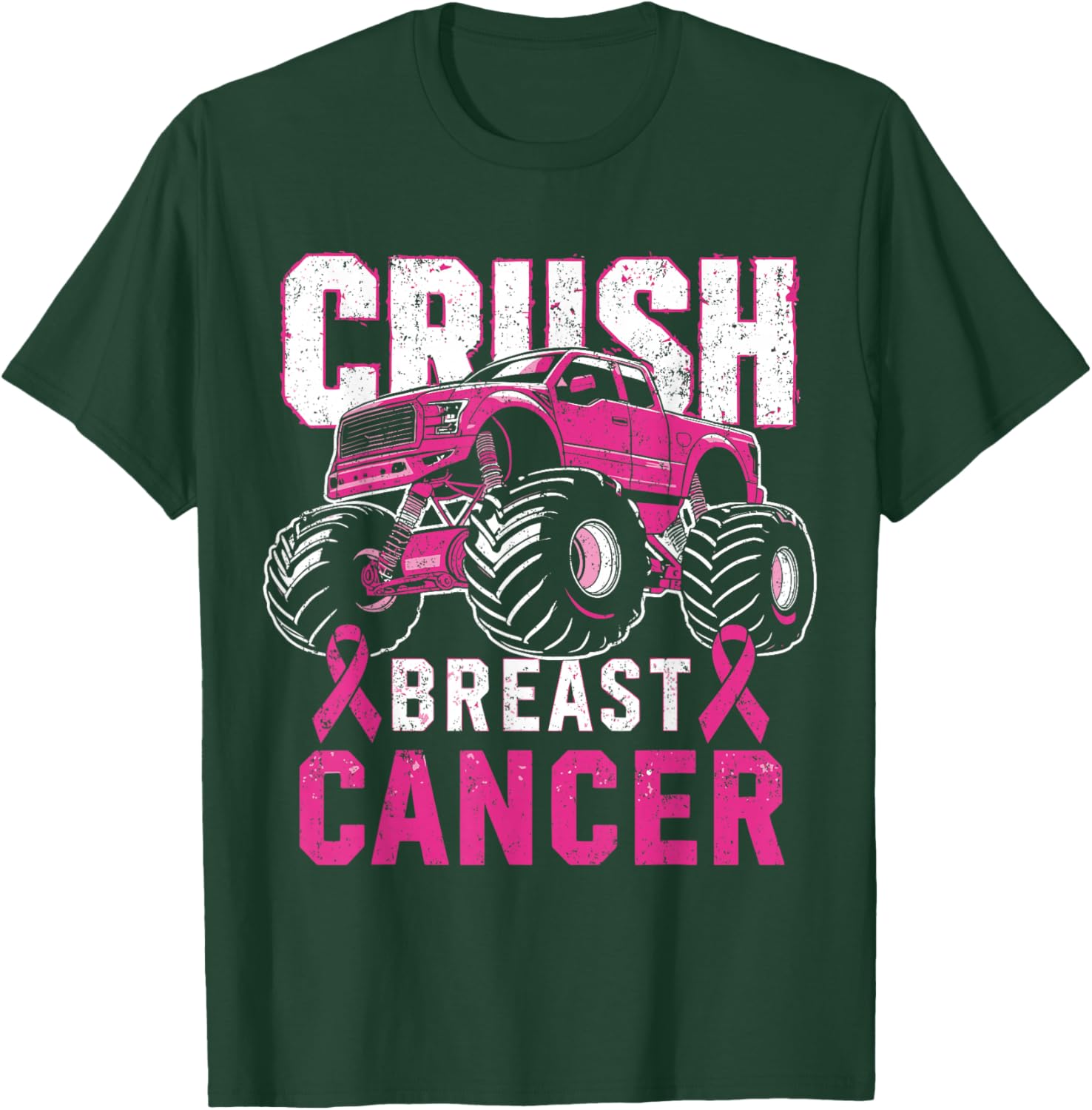 Monster Truck Pink Breast Cancer Awareness Kids Toddler Boys T-Shirt - T-Shirt | Forest