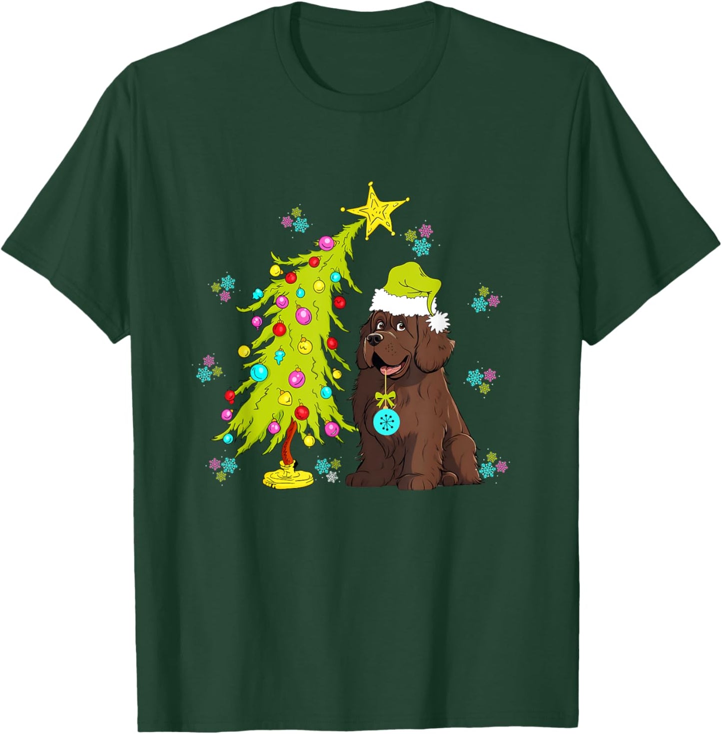 Cute Newfoundland Dog Newfoundland Christmas Women Kids T-Shirt - T-Shirt | Forest