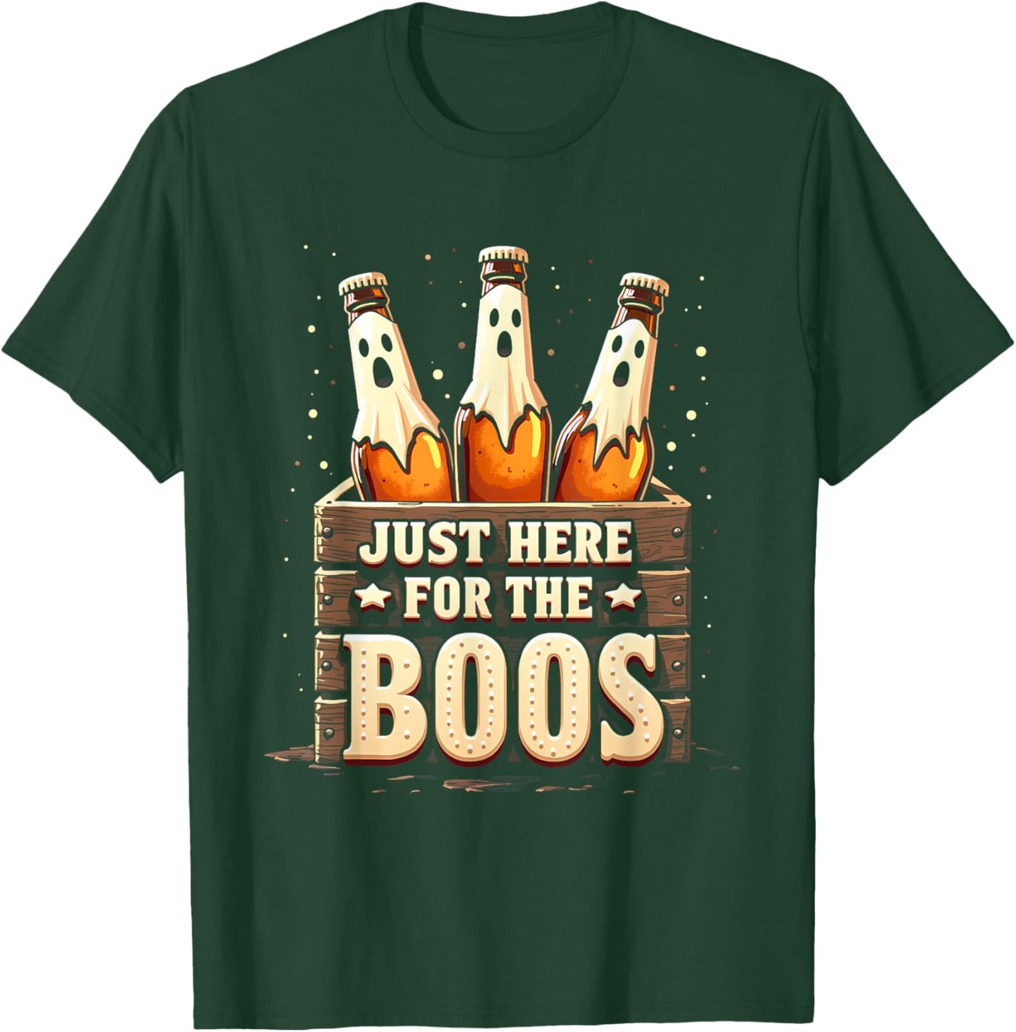 Here for the Boos Halloween 6 Pack Booze Ghost Beer Bottles T-Shirt - T-Shirt | Forest