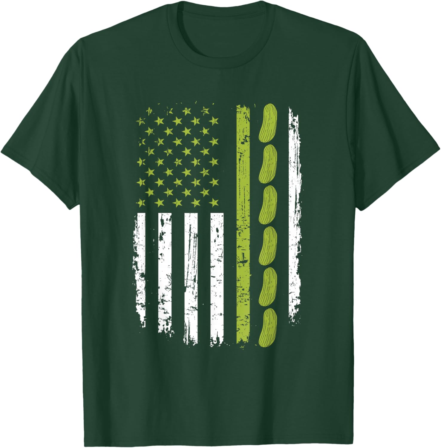 Pickle US Flag - Dill Pickle Lover Pickling Cucumber T-Shirt - T-Shirt | Forest