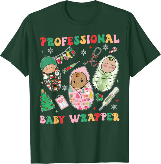 Professional Baby Wrappers NICU Mother Baby Nurse Christmas T-Shirt - T-Shirt | Forest