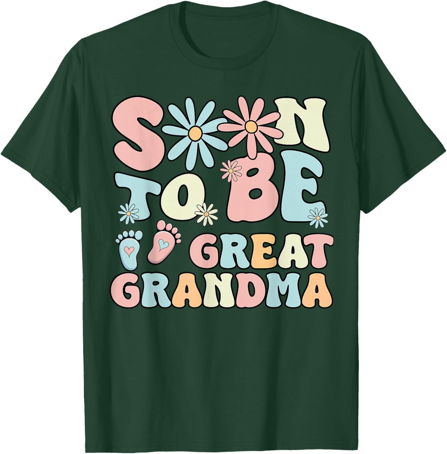 Soon To Be Great Grandma Groovy Retro First Time Grandma T-Shirt - T-Shirt | Forest