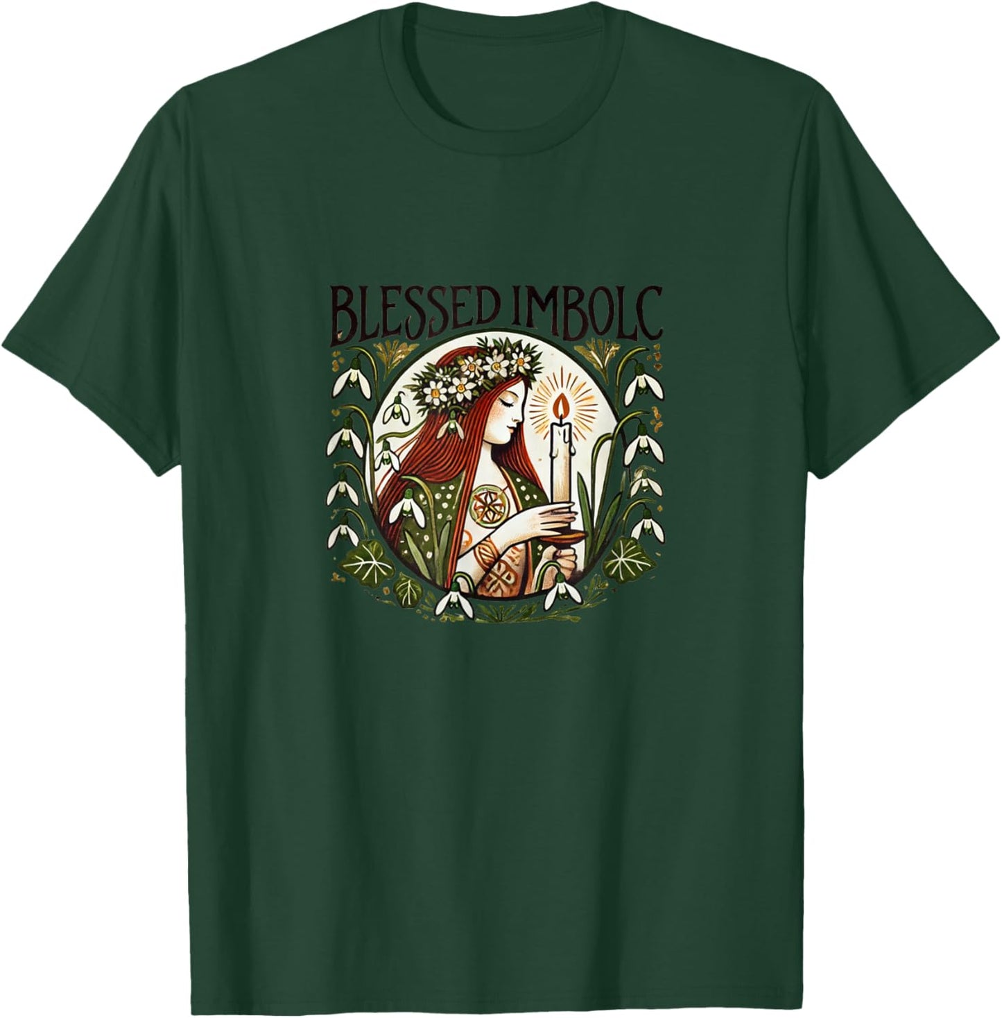 Blessed Imbolc Goddess Illustration Brigid Goddesses T-Shirt - T-Shirt | Forest