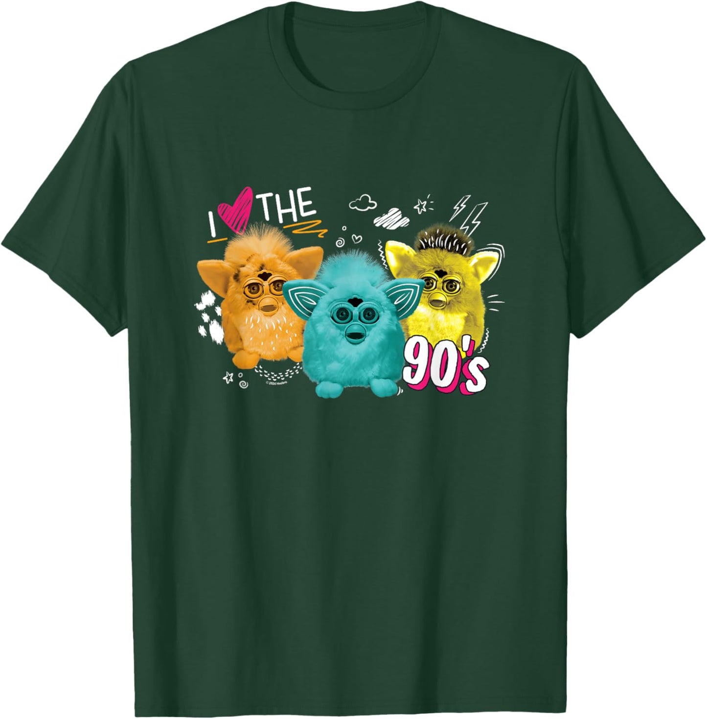 Furby I Love The 90's Bear Snowball Wolf Retro Chest Logo T-Shirt - T-Shirt | Forest